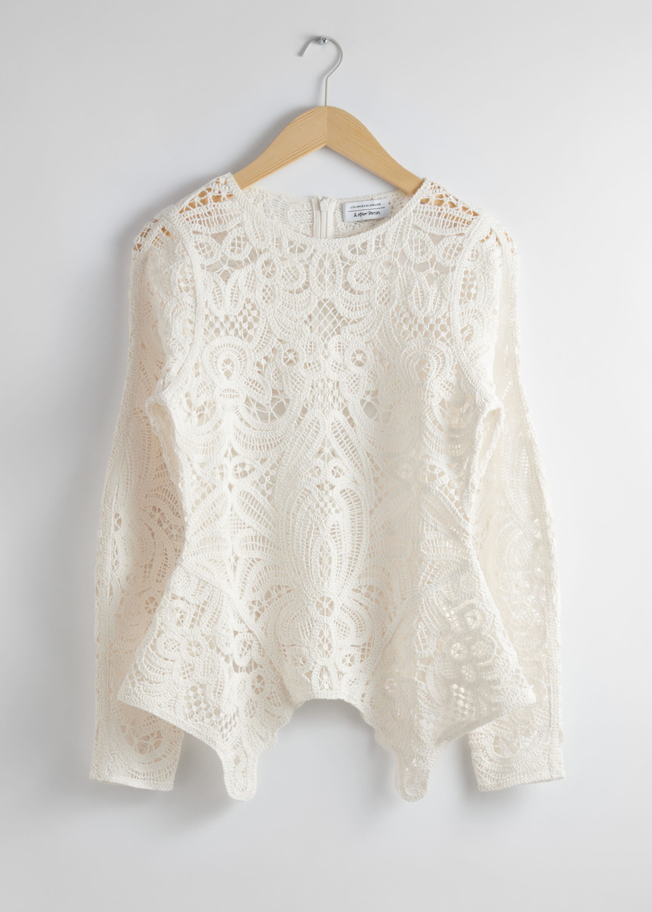 Crochet-Lace Peplum Top - Ivory - Still Life