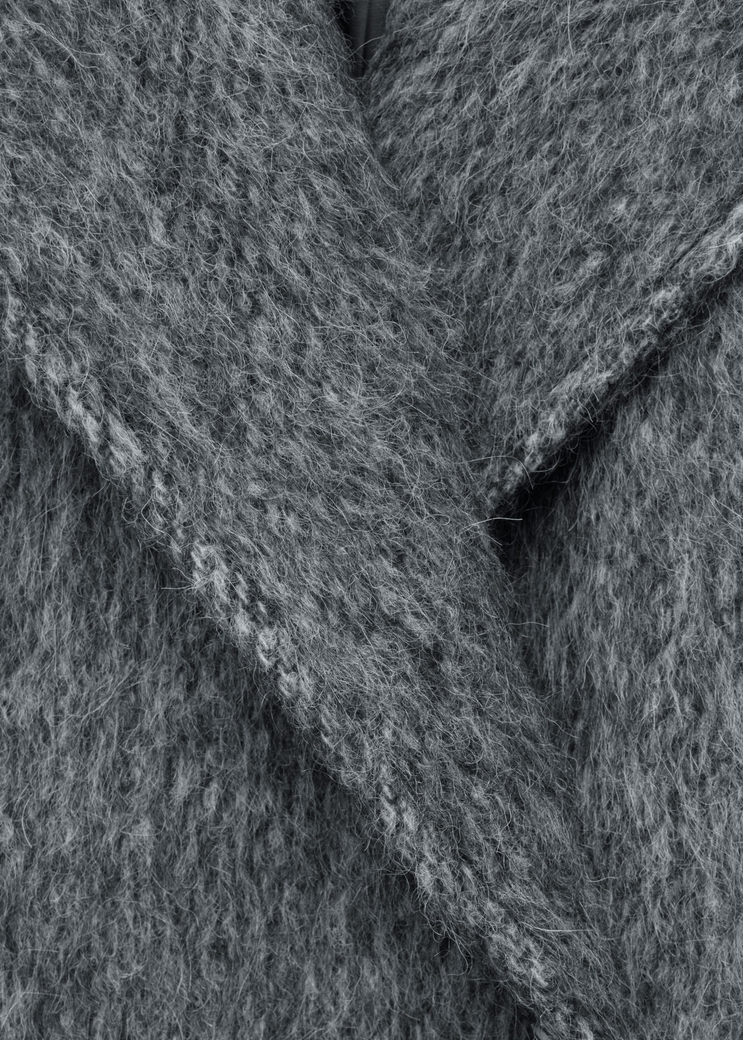 Brushed Wool-Blend Coat Grey Melange