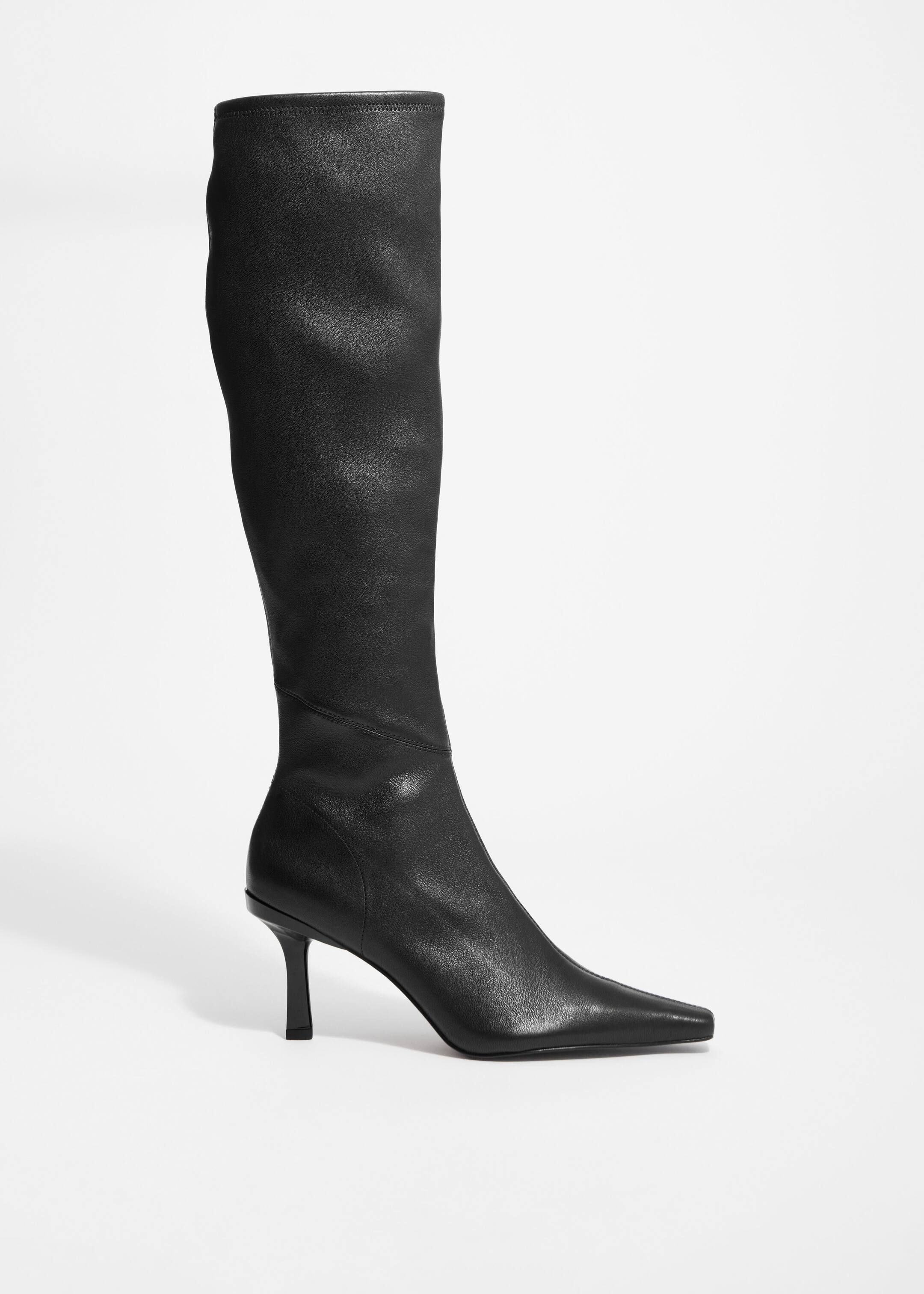 View larger image: Stretch-Leather Knee Boots - Black - Ladies | H&M GB 1