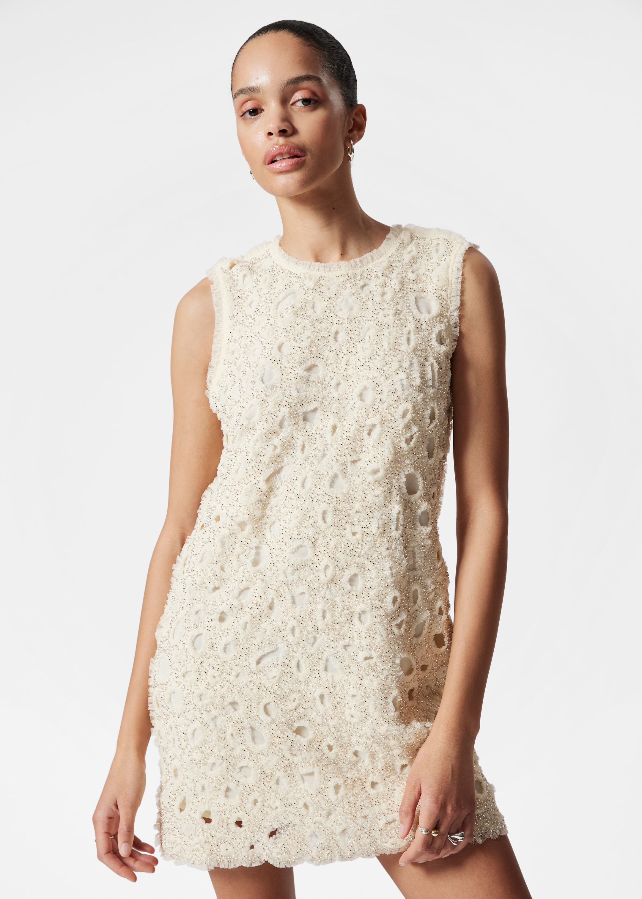 Visualizza immagine più grande: Mini abito in tulle con perline - Crema - DONNA | H&M IT 3