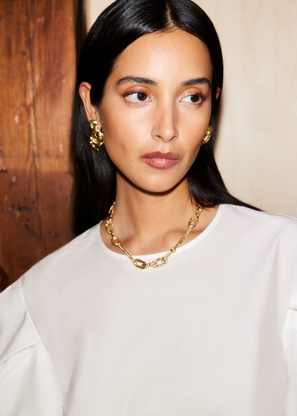 Boucles d’oreilles irrégulières dépareillées - Doré - Lookbook