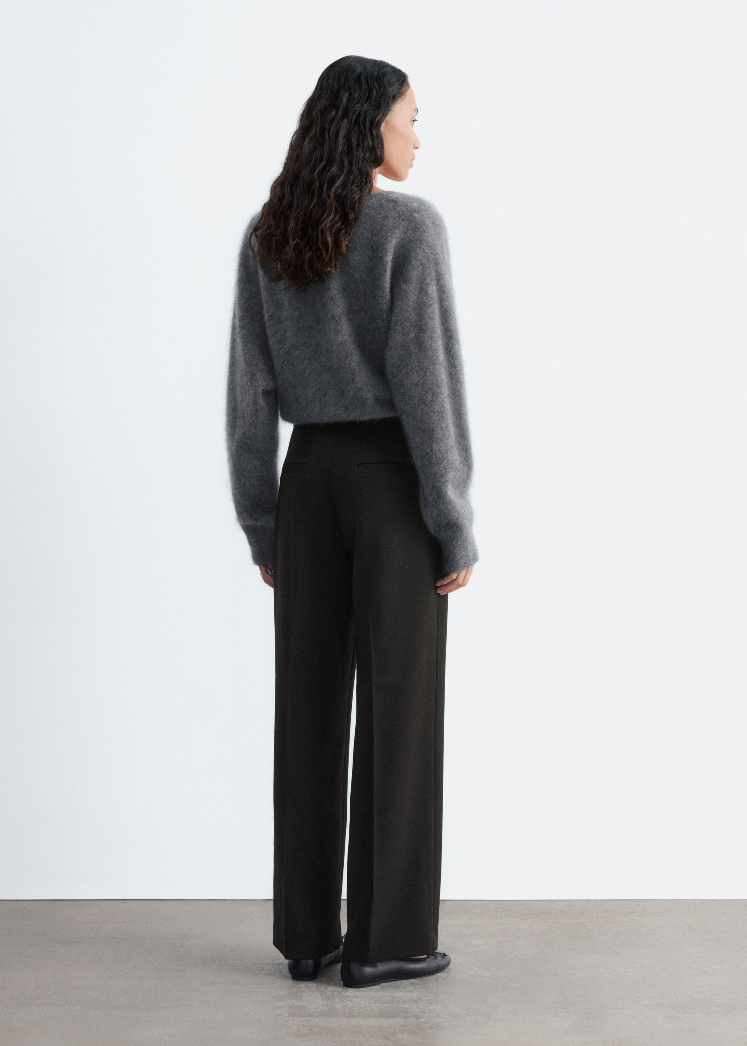 Straight Press-Crease Trousers - Black - Lookbook