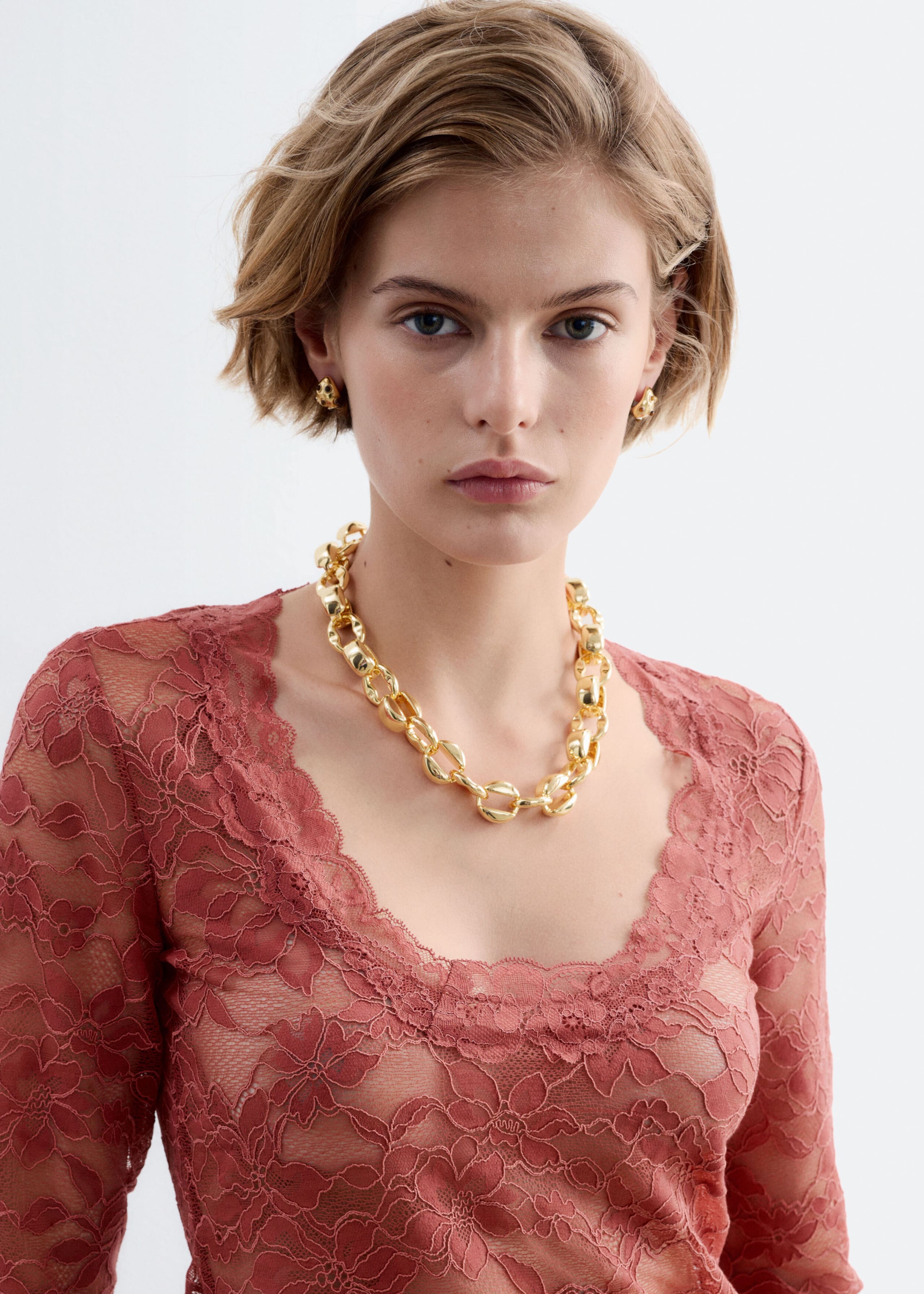 Lace Scoop-Neck Top - Red - Lookbook