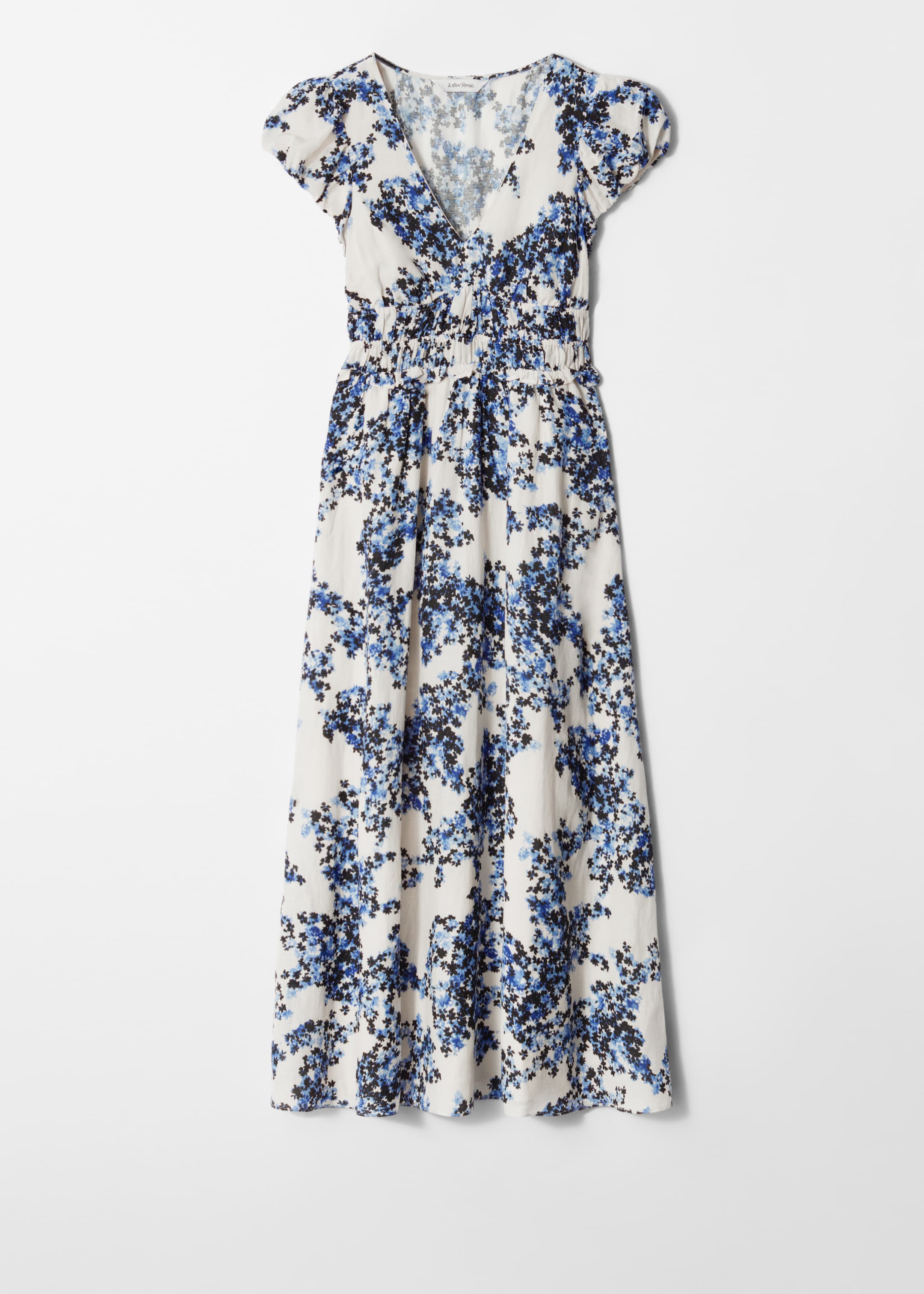 Zobrazit větší obrázek: Midi šaty s balónovými rukávy - Modré květinové vzory - ŽENY | H&M CZ 1