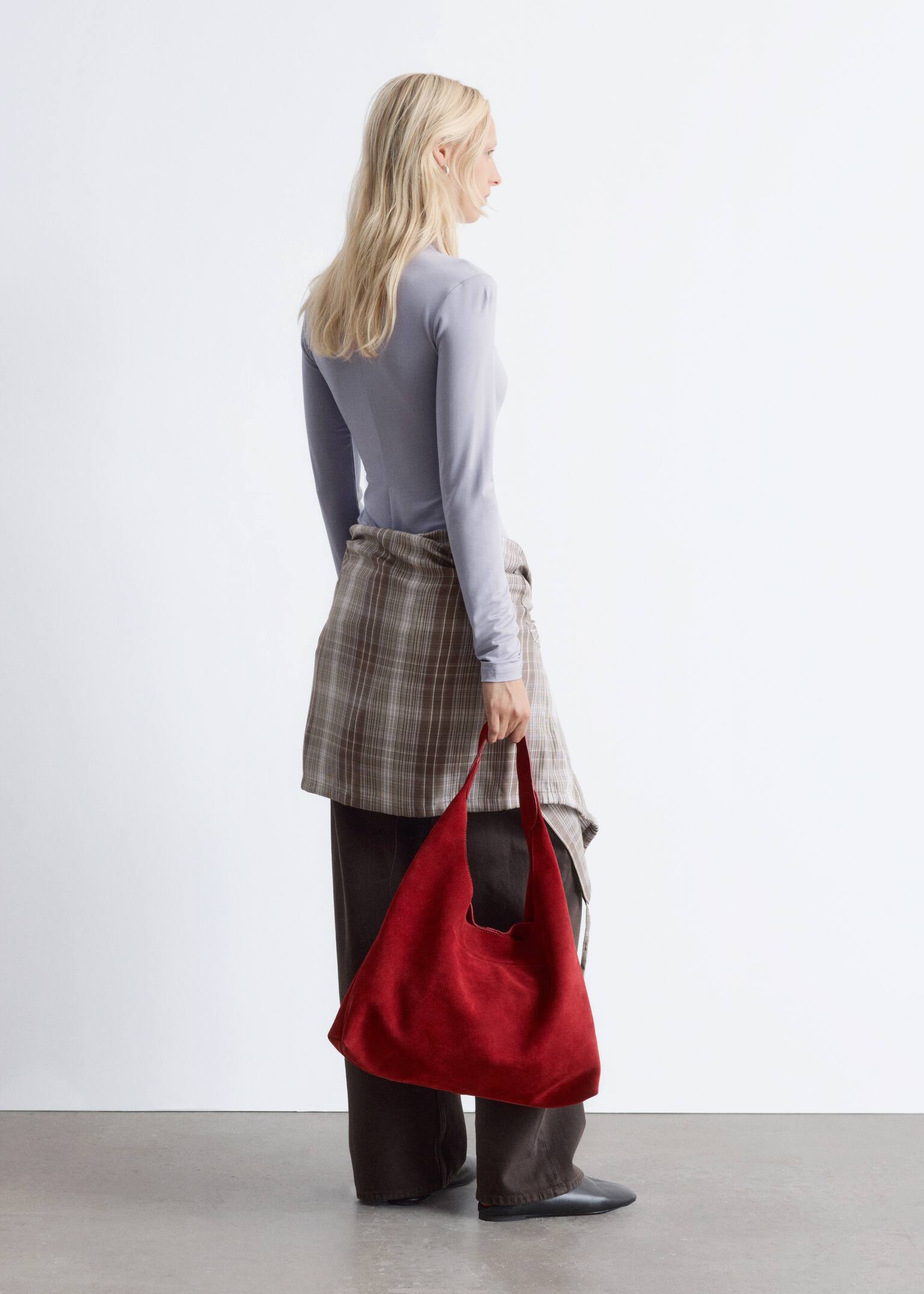 Slim Fit Turtleneck Top - Light Purple/Black/Red Florals/Purple/Black Checked - 3