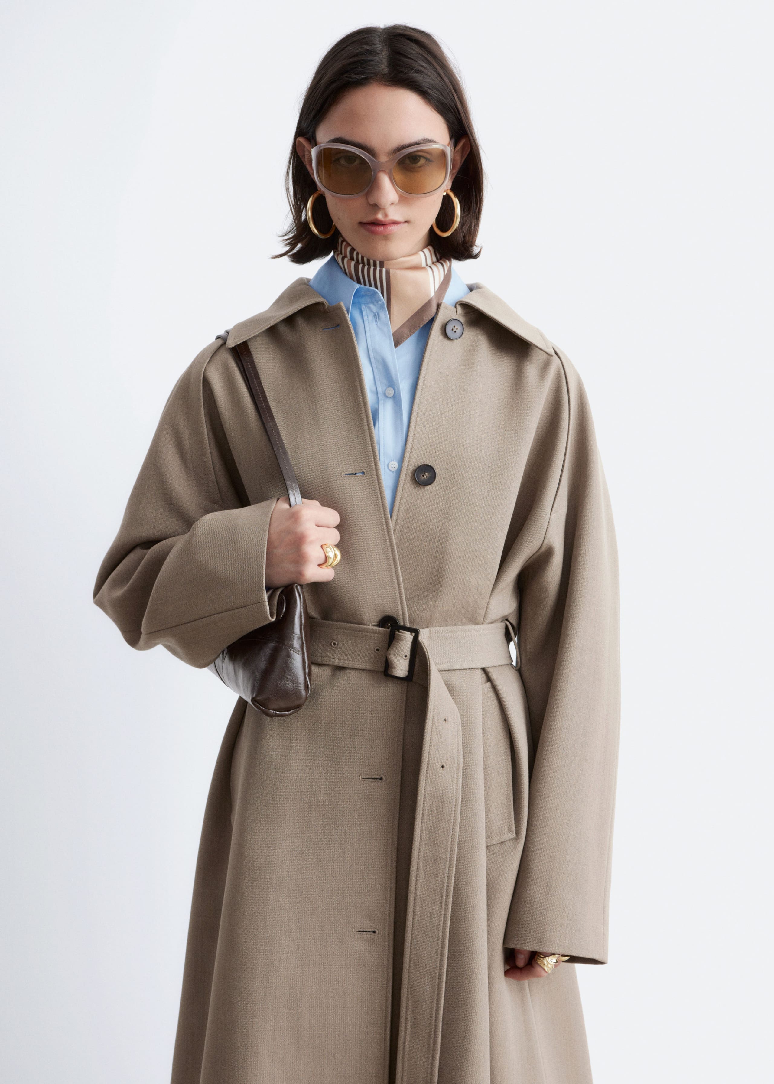 Image of Trenchcoat aus Wolle mit Bindegürtel