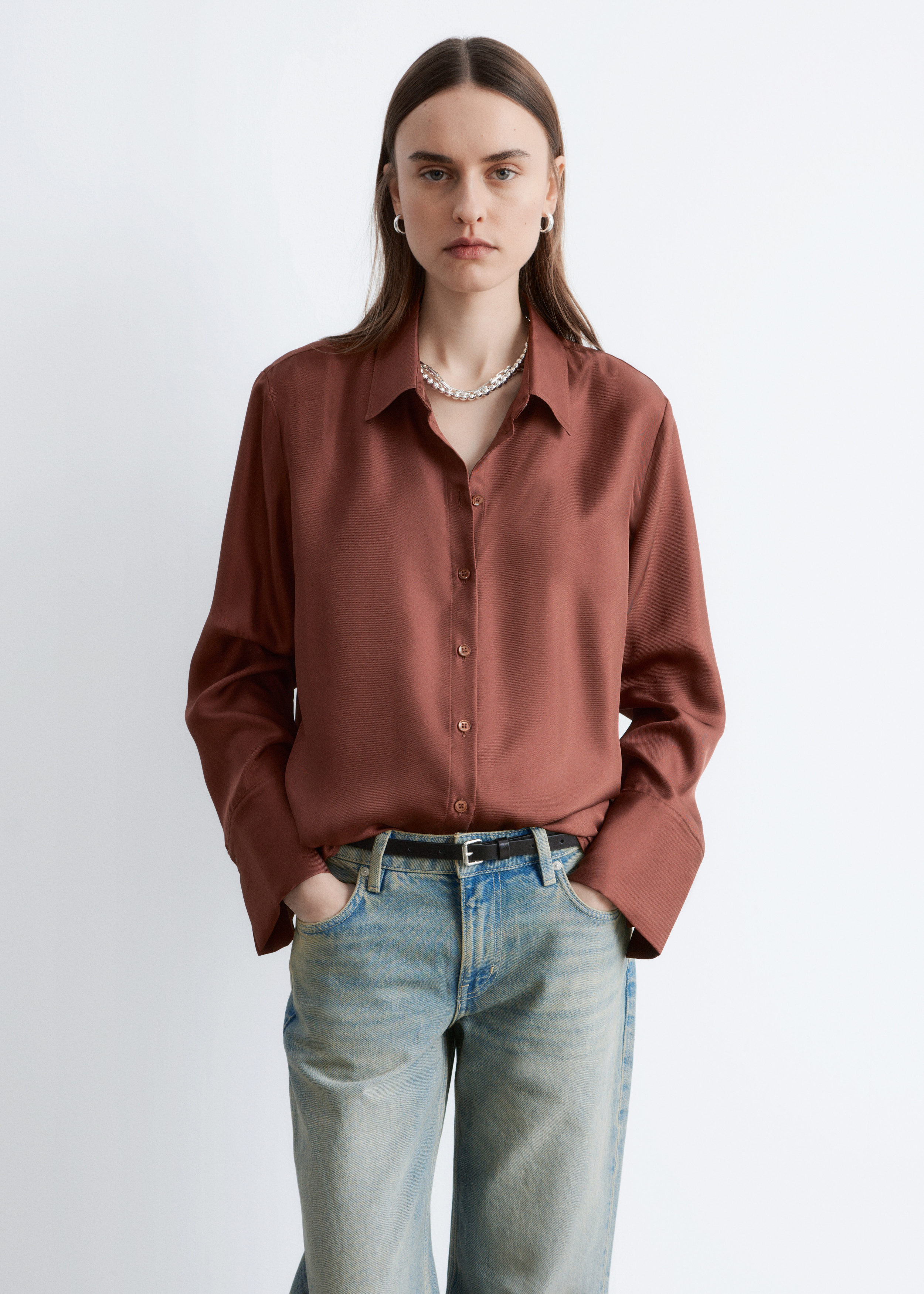 Relaxed Silk Shirt - Brown - Shirts - & Other Stories US