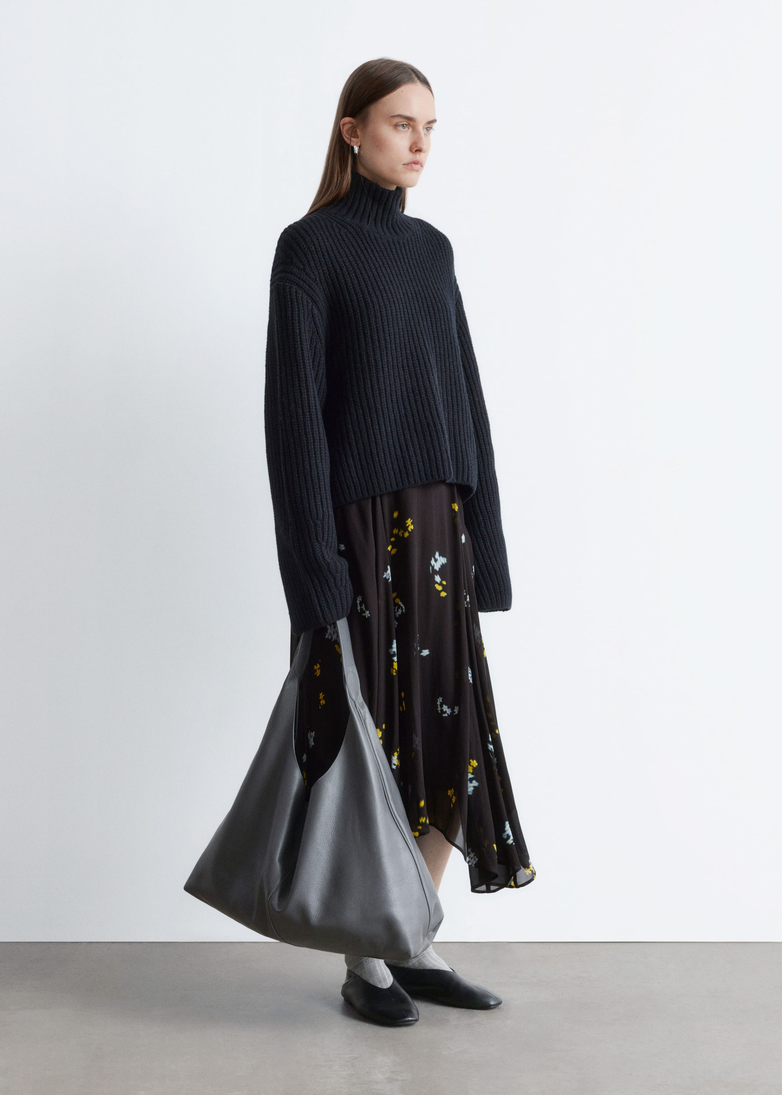 Image of Asymmetric Midi Skirt