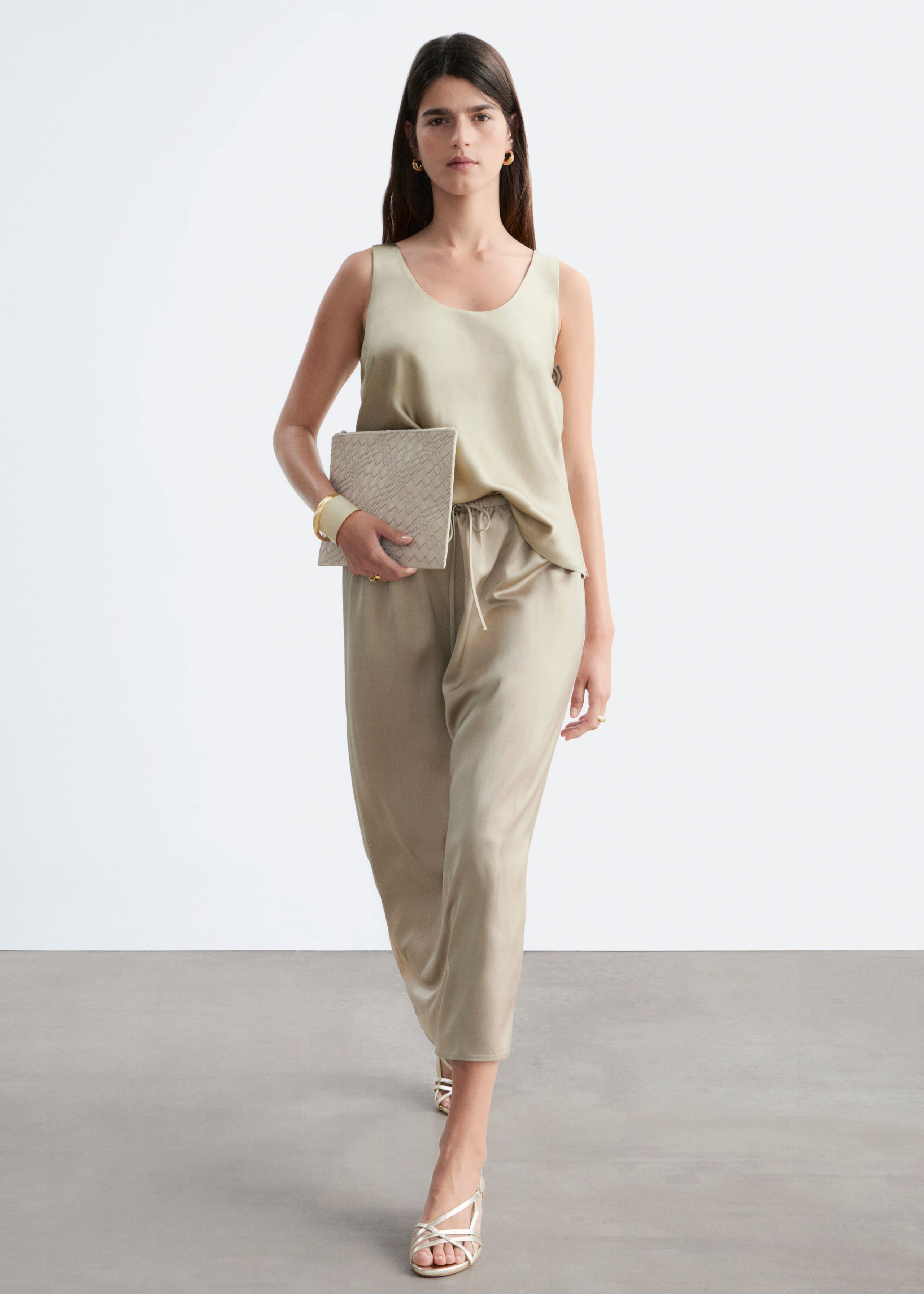 Image of Drawstring Midi Skirt