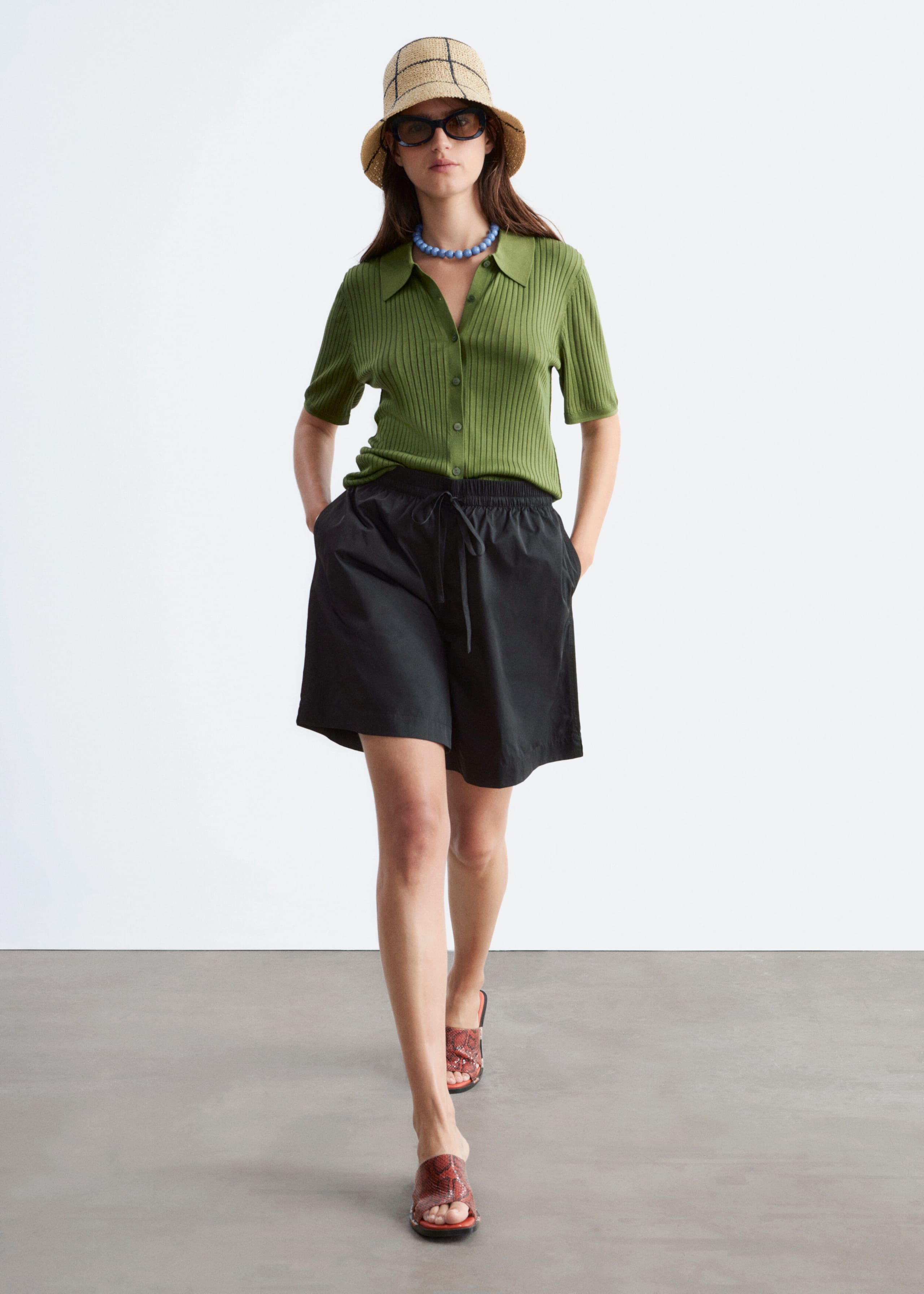 Image of Drawstring Knee-Length Shorts