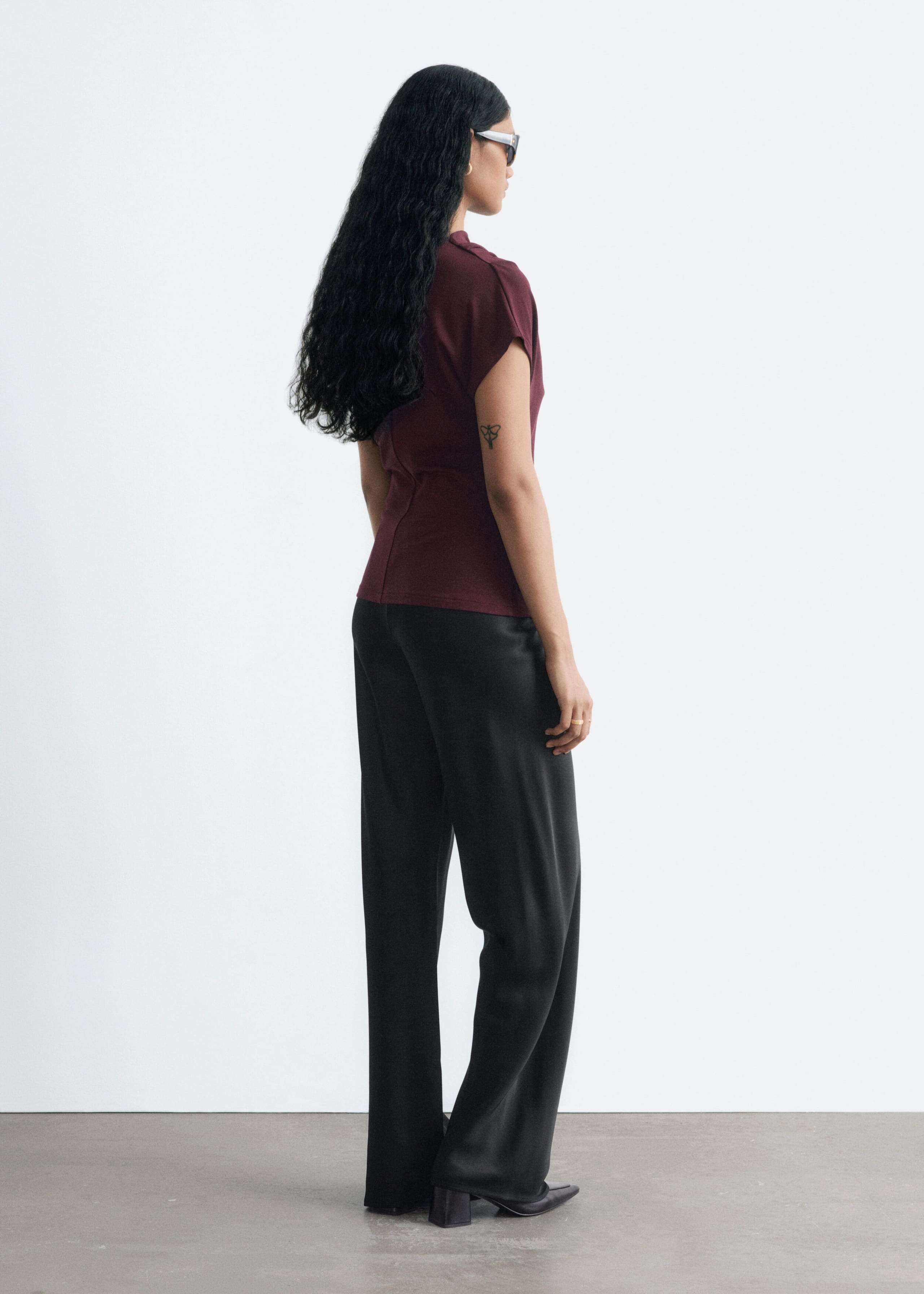 Satijnen broek met trekkoord - Zwart - Stilleven