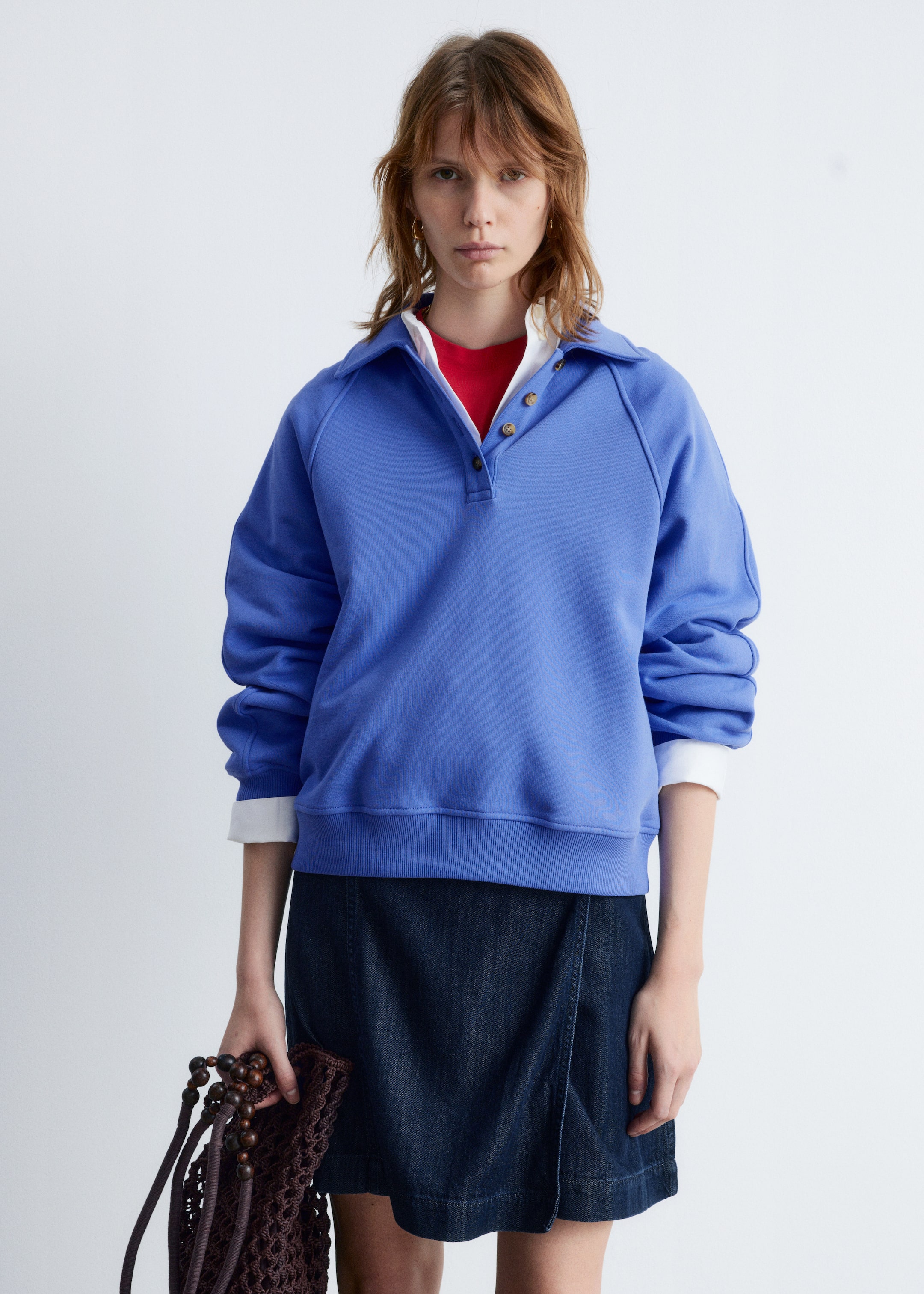 Visualizza immagine più grande: Felpa con colletto in stile polo - Blu brillante - DONNA | H&M IT 3