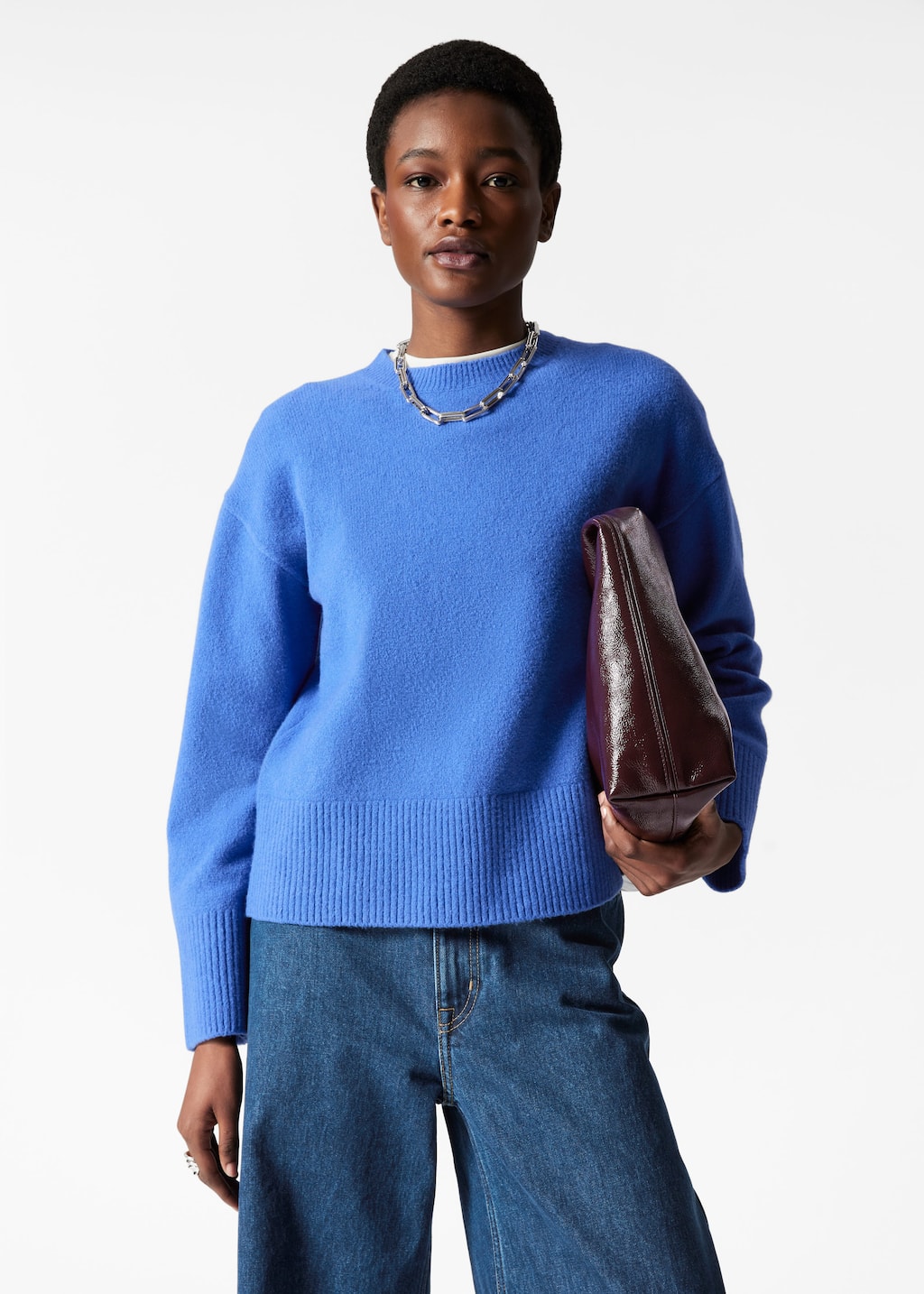 Jersey de punto y corte holgado - Navy - Lookbook