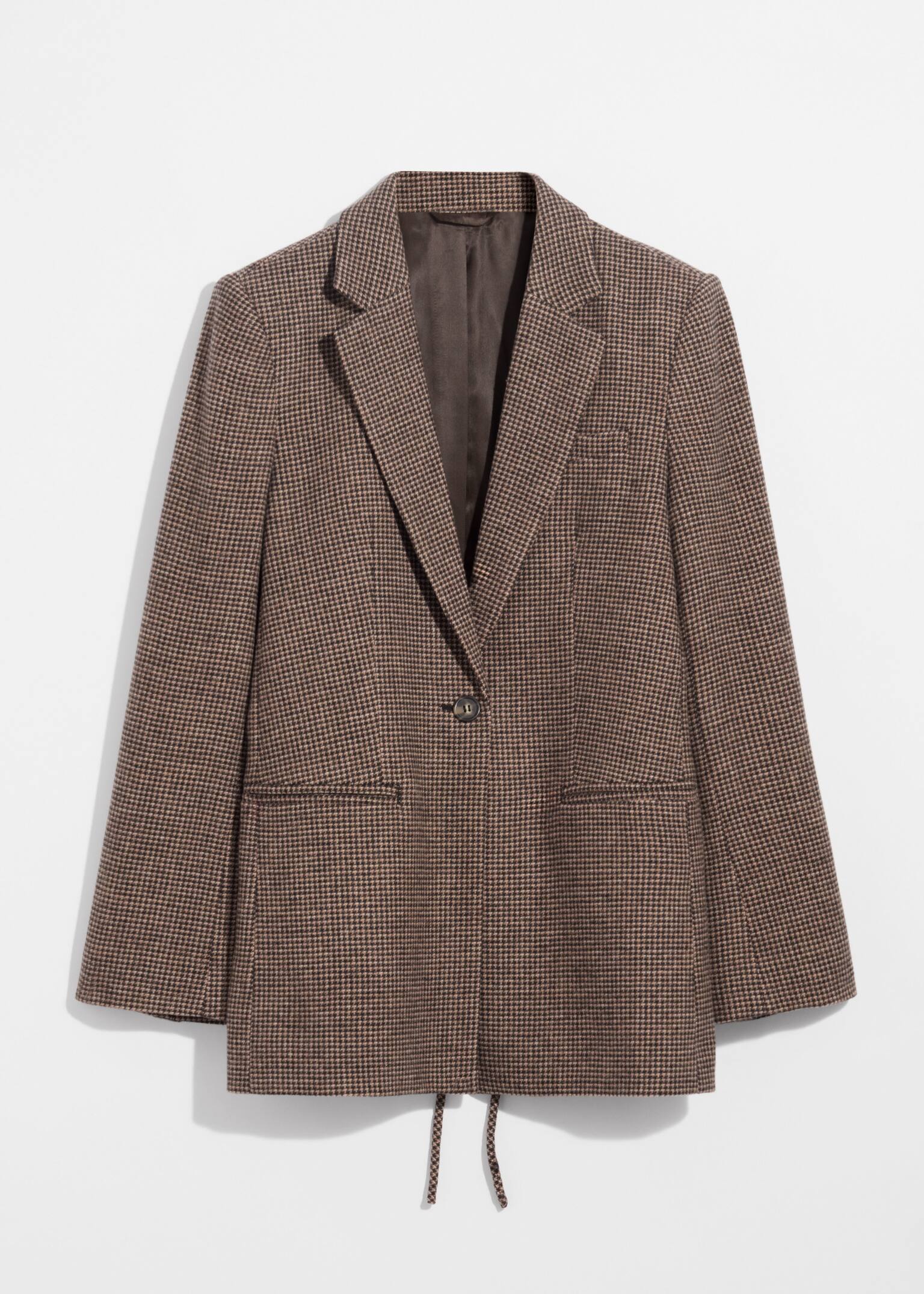 Wool Blazer - Brown Houndstooth/Grey Tweed - 2