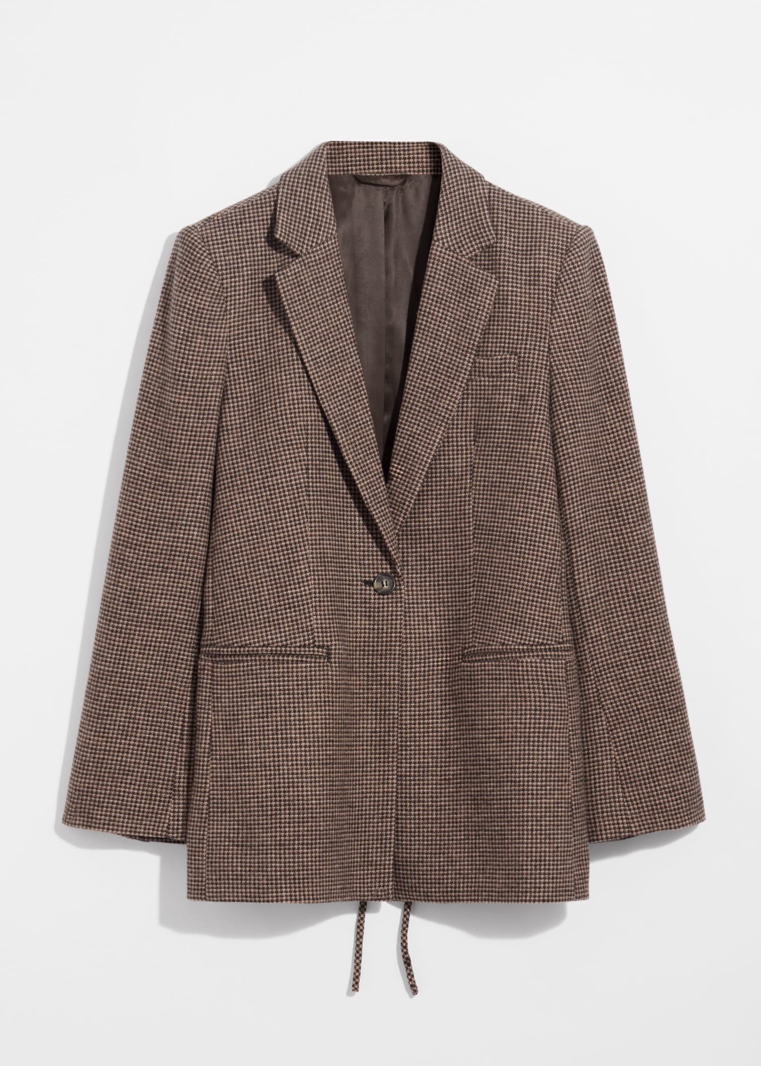 Wool Blazer - Brown Houndstooth/Grey Tweed - 2