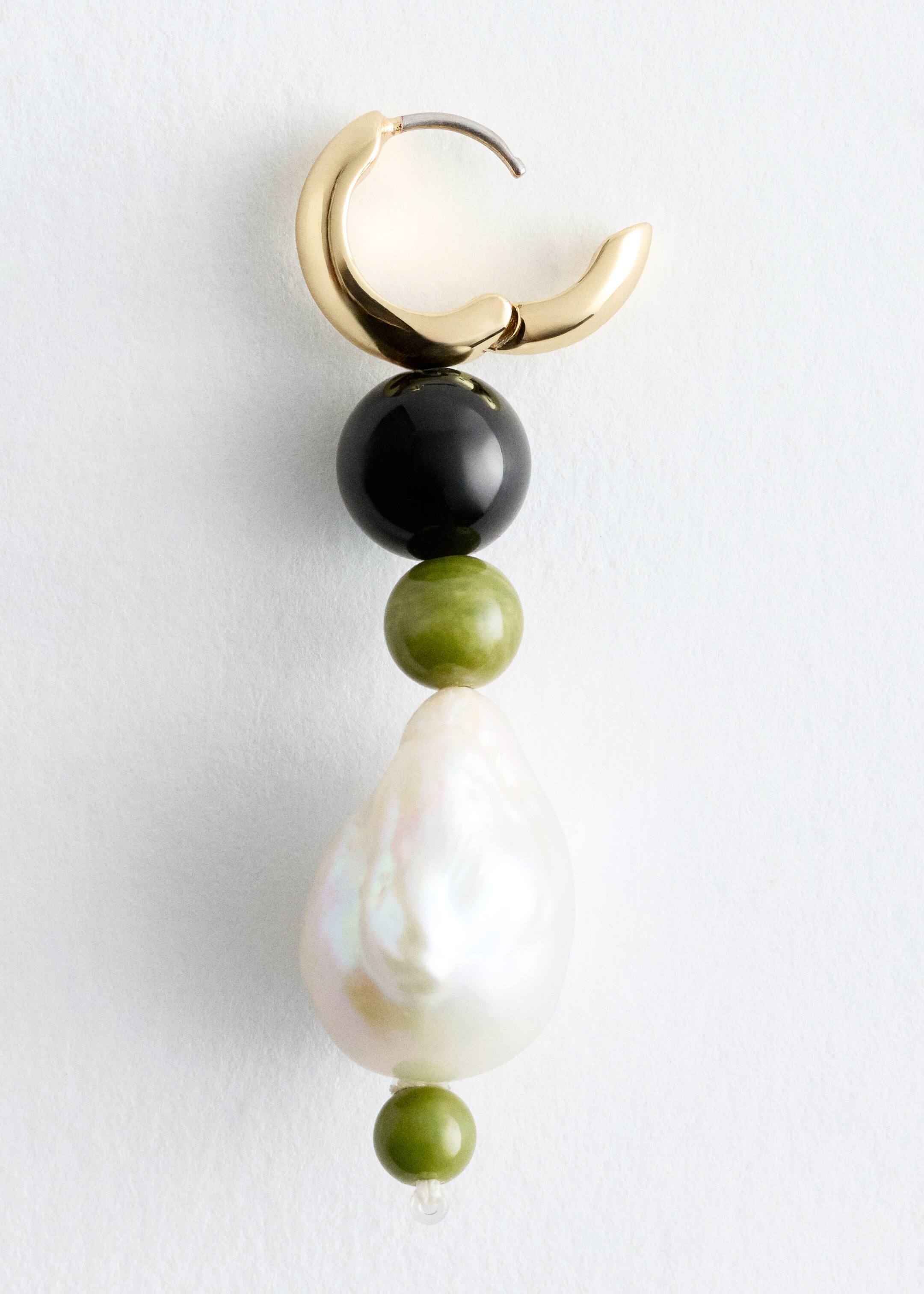 Ver imagem maior: Brincos de argola com pérolas de água doce - Dourado/Verde - SENHORA | H&M PT 2