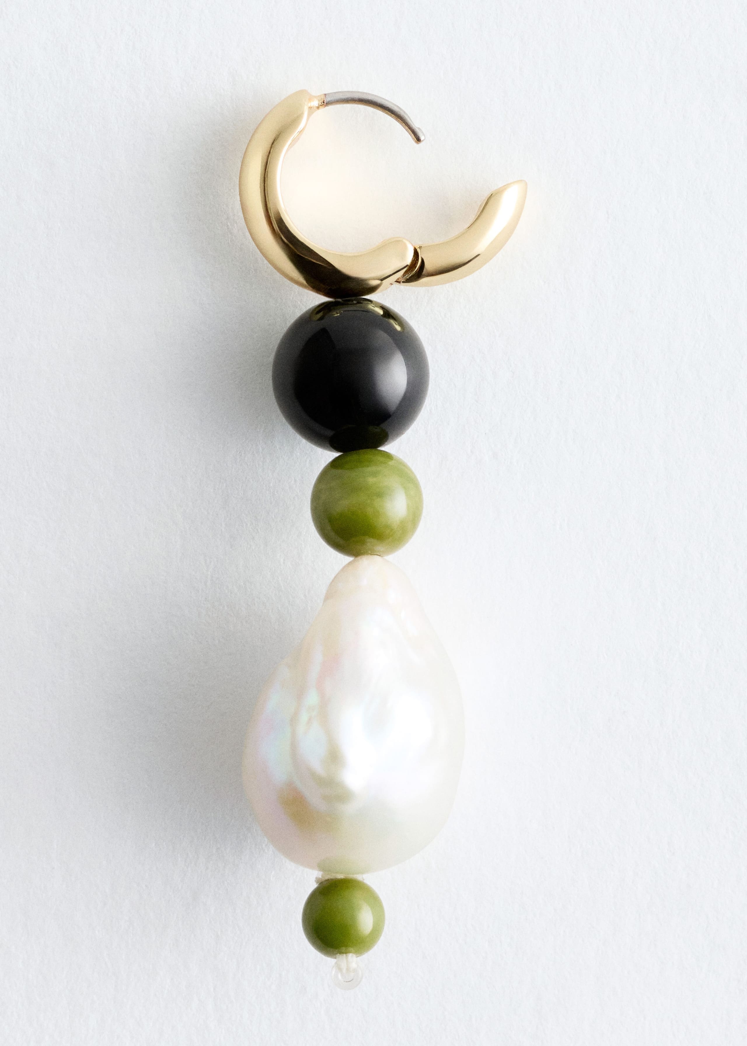 Image of Bead-Pendant Hoop Earrings