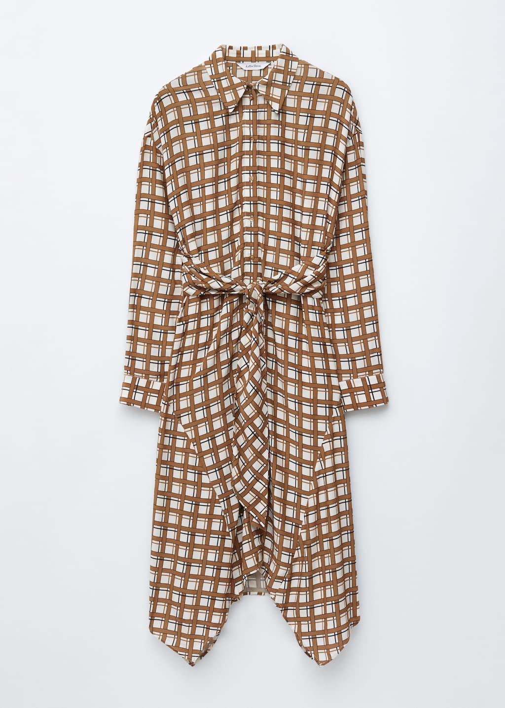 Image of Tie-Detail Midi Shirt Dress