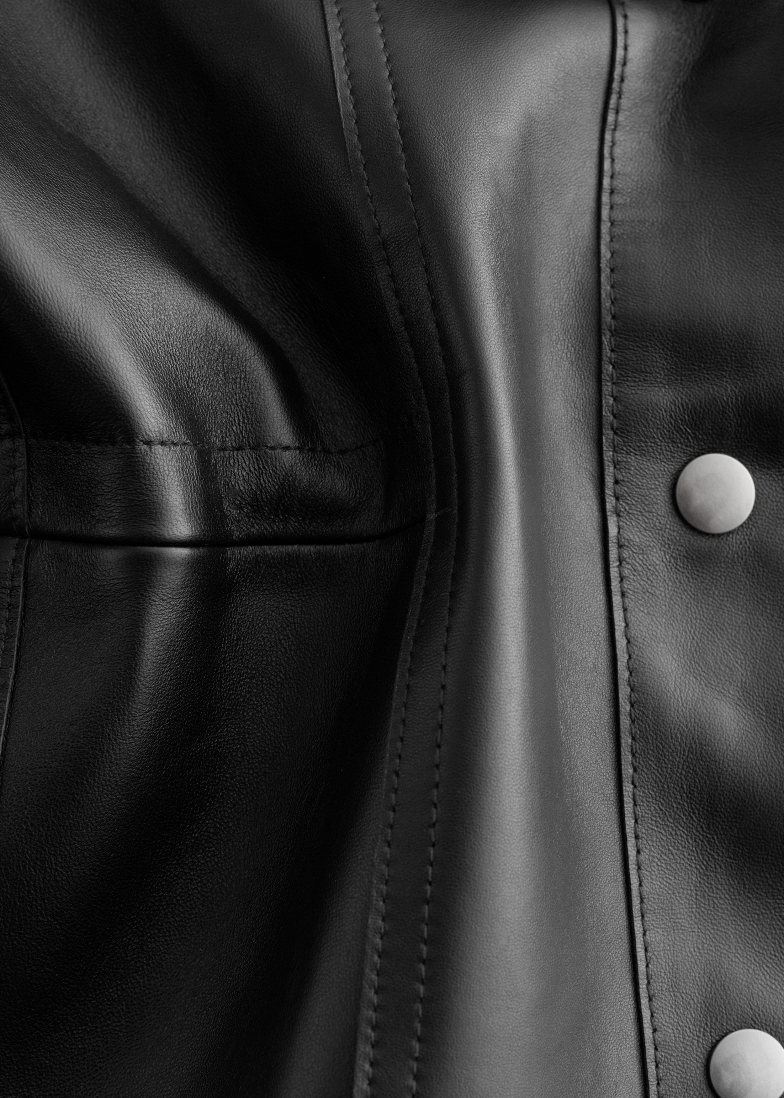 Drawstring-Waist Leather Jacket - Black - & Other Stories US