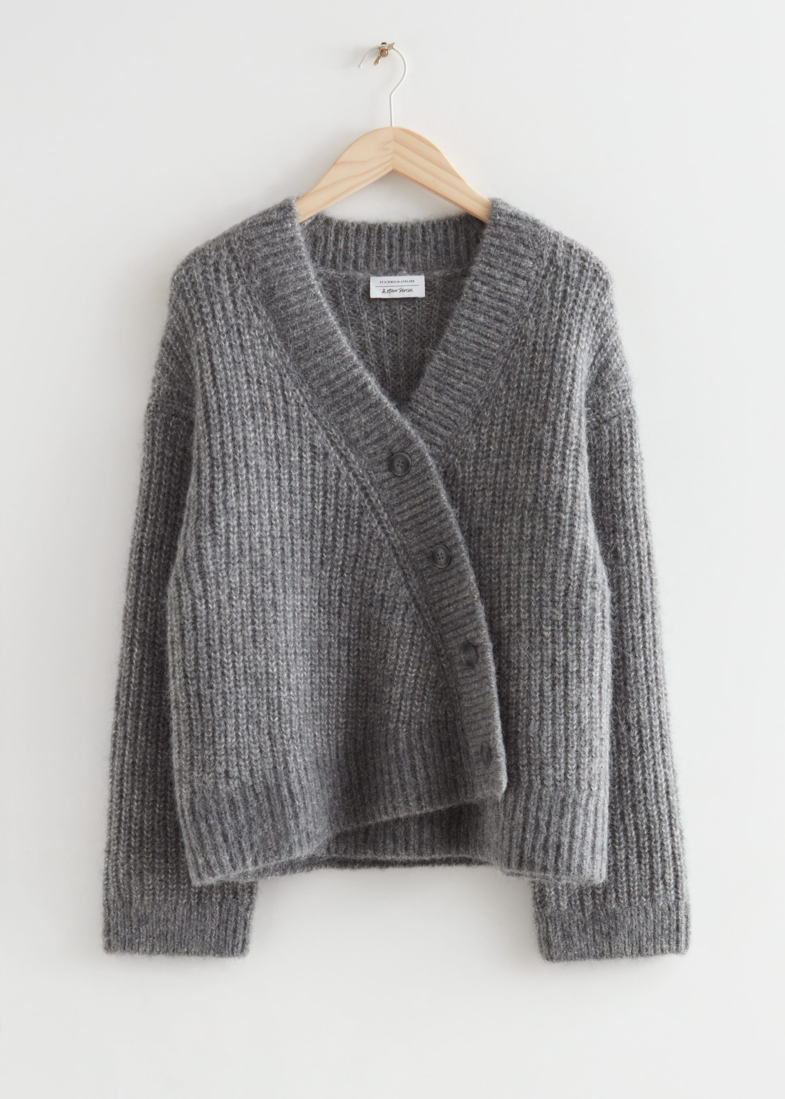 RelaxedOverlapKnitCardigan - Grey - Bodegón