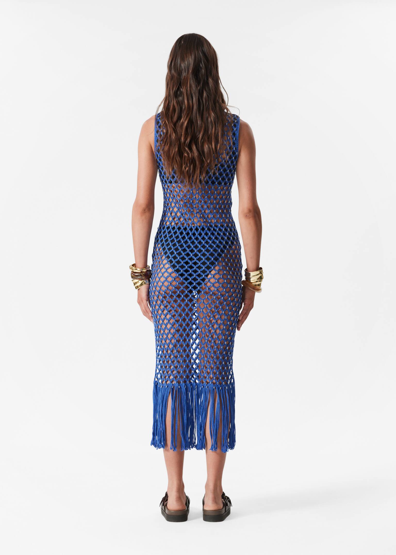 Rochie Midi Tricotată Deschisă - Albastru - 5