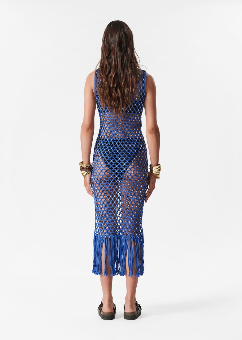 Abito midi traforato - Blu - Lookbook