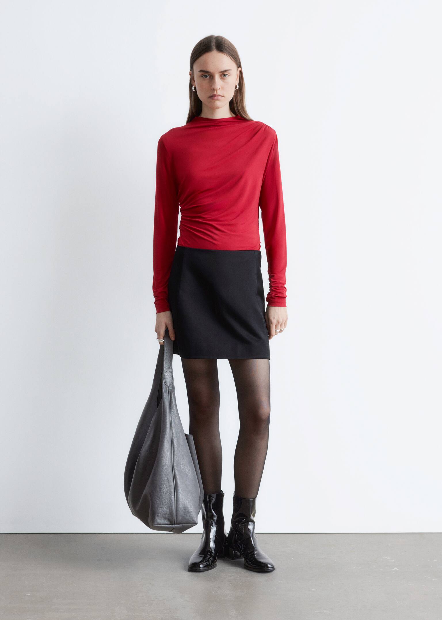 Drapowany top - Czerwony - 4