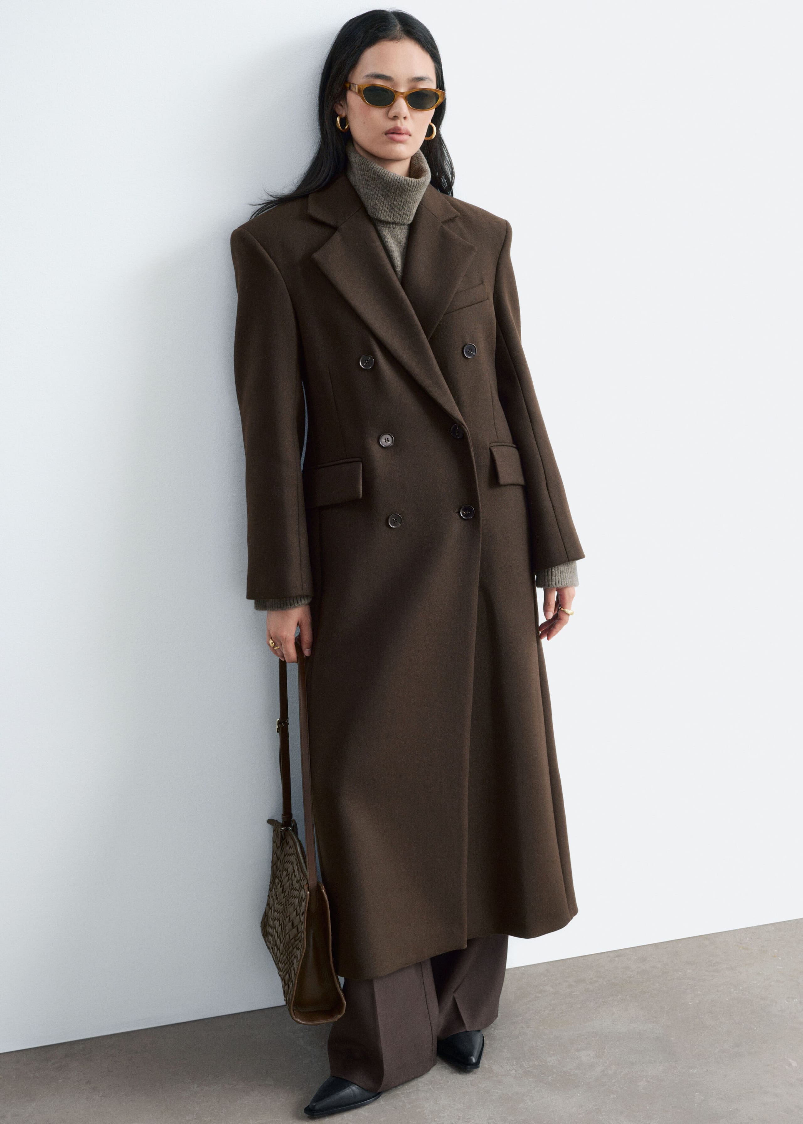 Long Wool Coat - Zwart - Lookbook