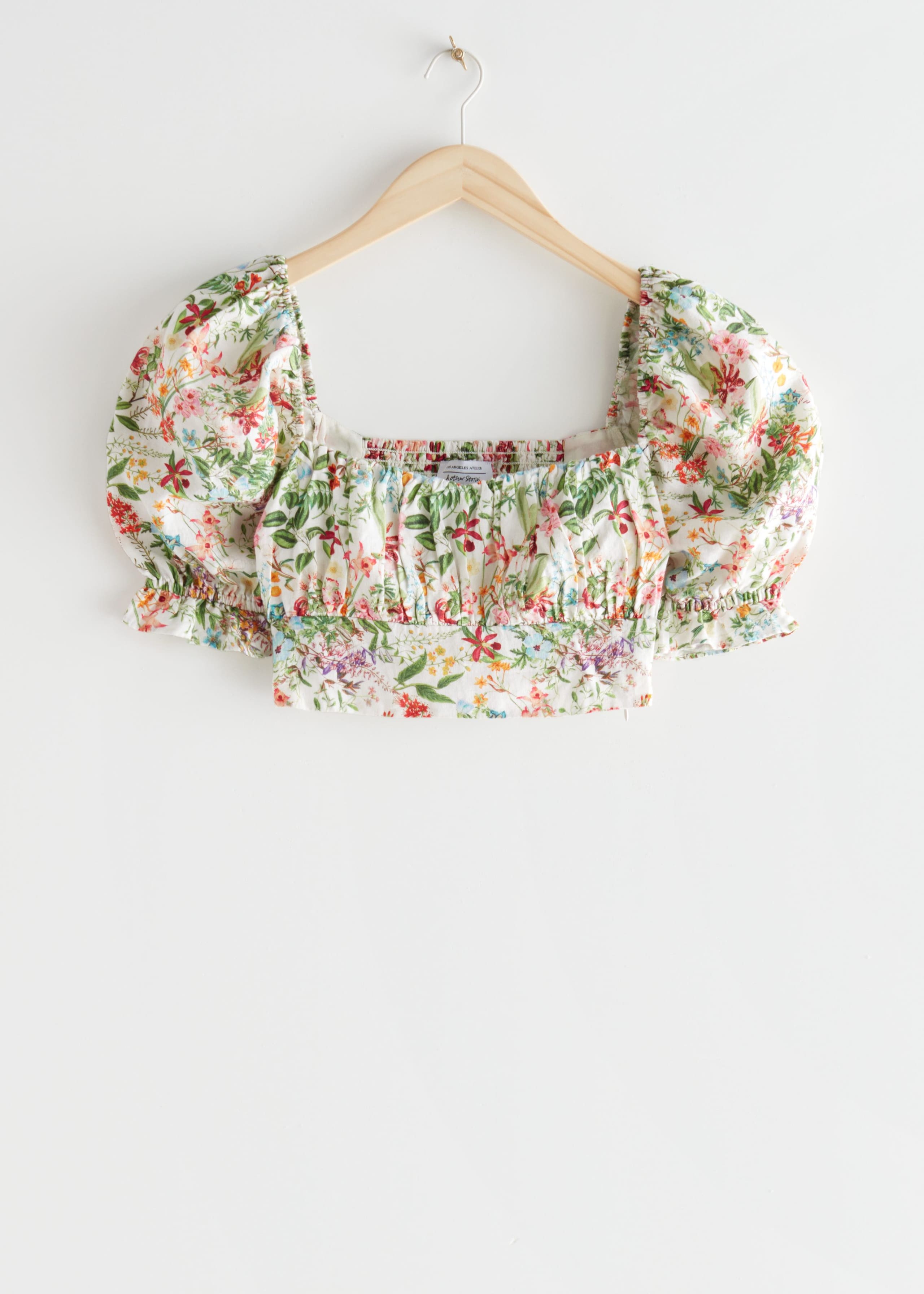 Puff Sleeve Crop Top - Red Florals - Natura morta