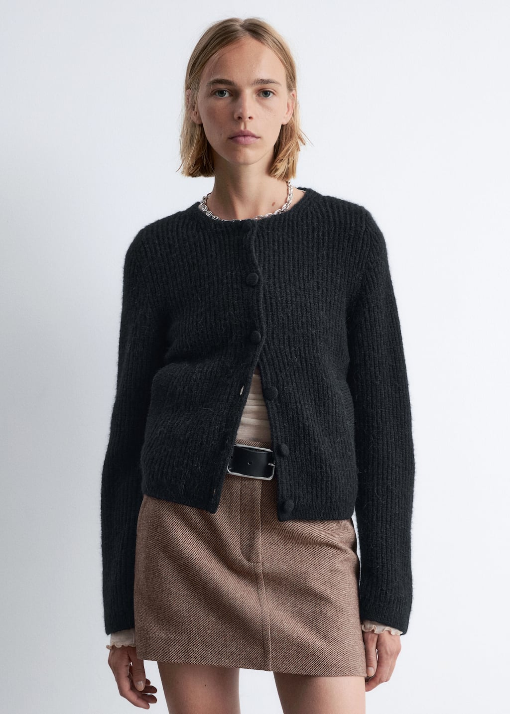 Image of Rib-Knit Cardigan