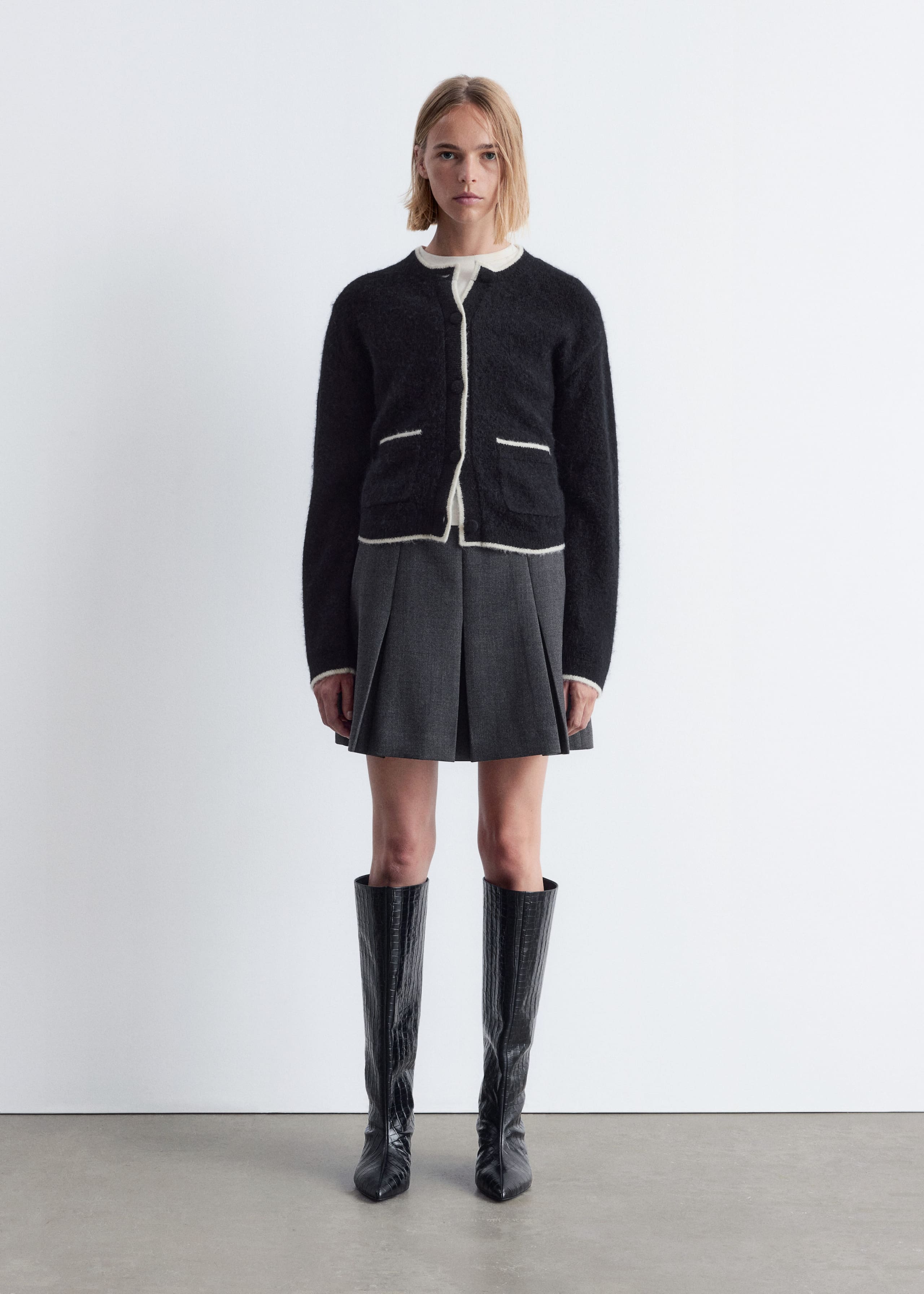 Image of Boxy Crew-Neck Cardigan
