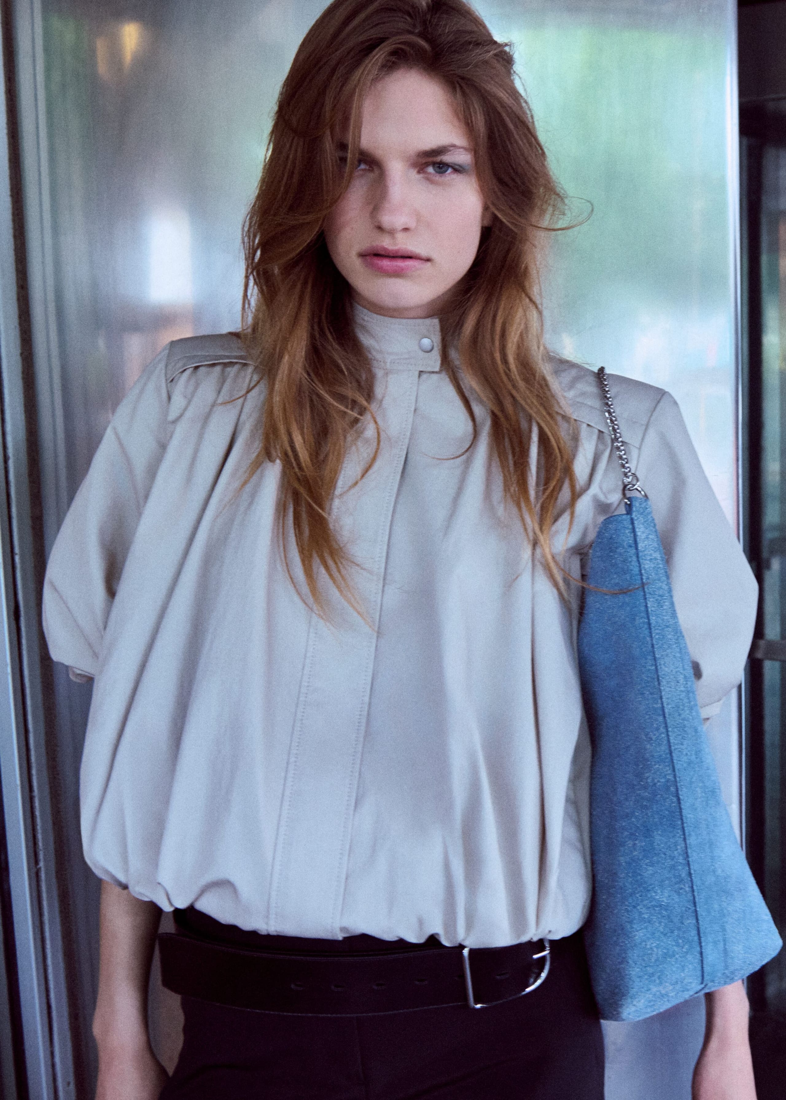 Gathered Stand-Collar Jacket - Beige - Still Life