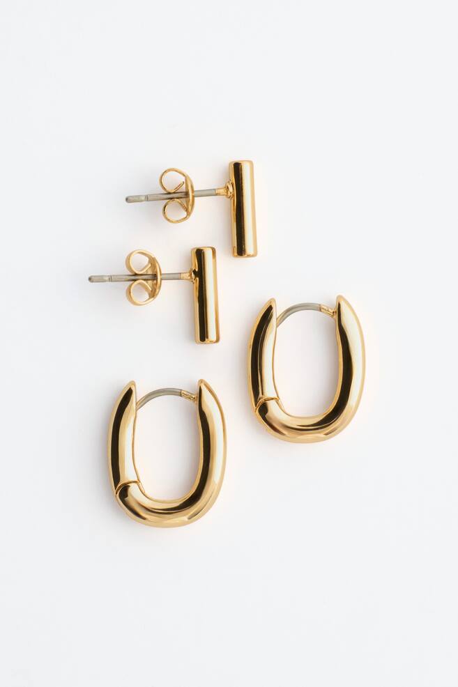 Polished Brass Earring Set - Gold - 1