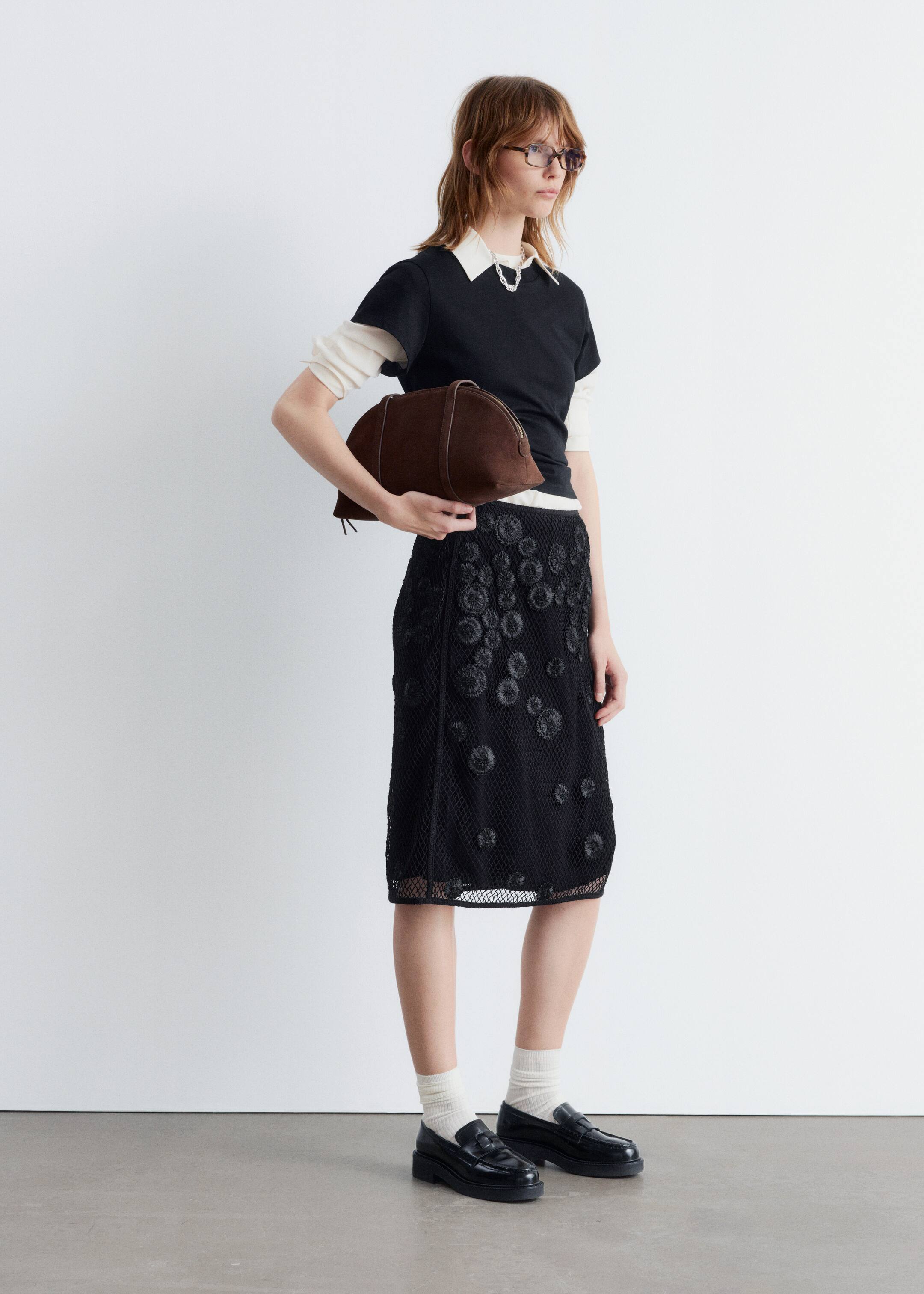 Visualizza immagine più grande: Gonna midi in rete con applicazioni floreali - Nero - DONNA | H&M IT 8