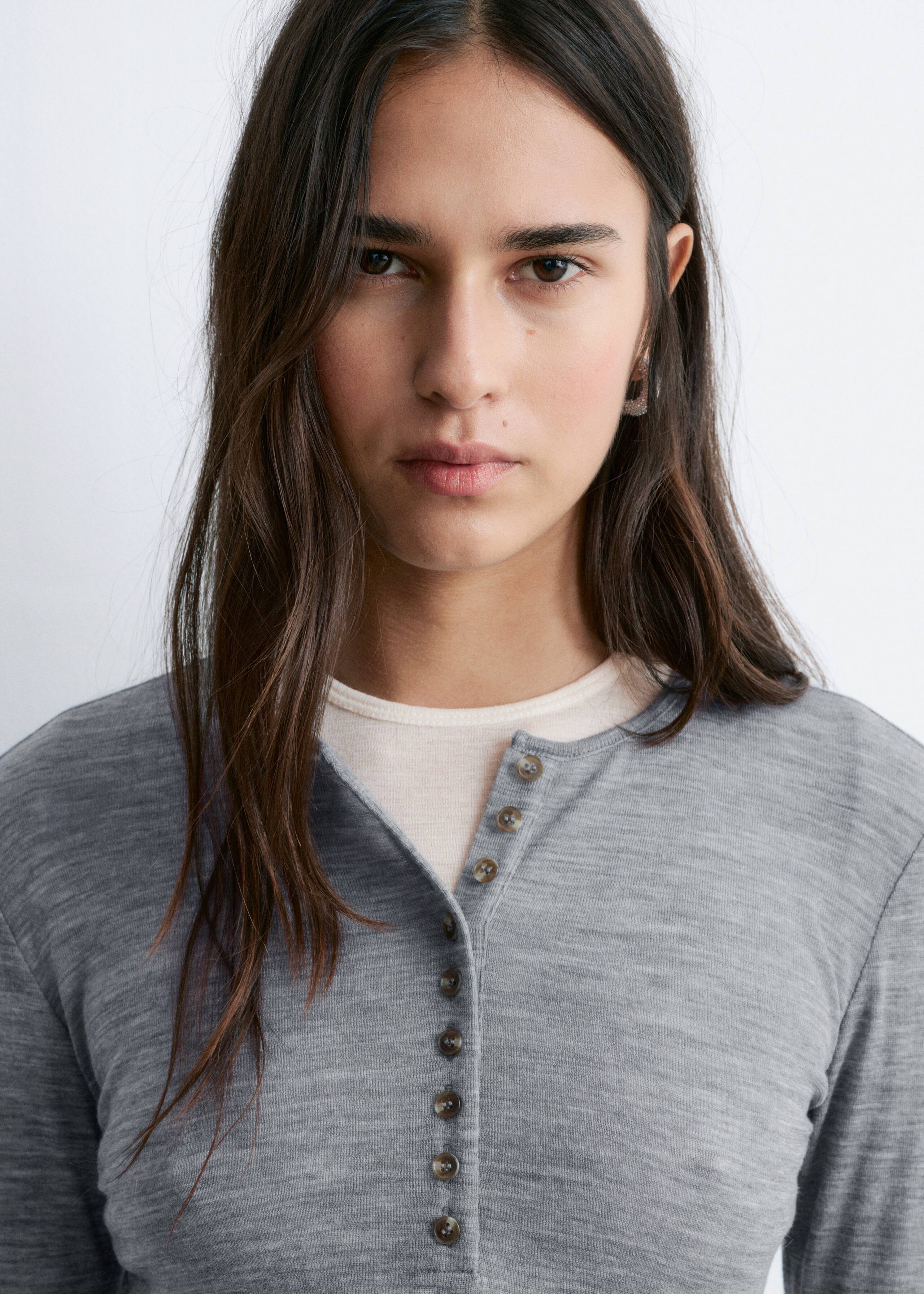 Image of Half-Placket Wool Top
