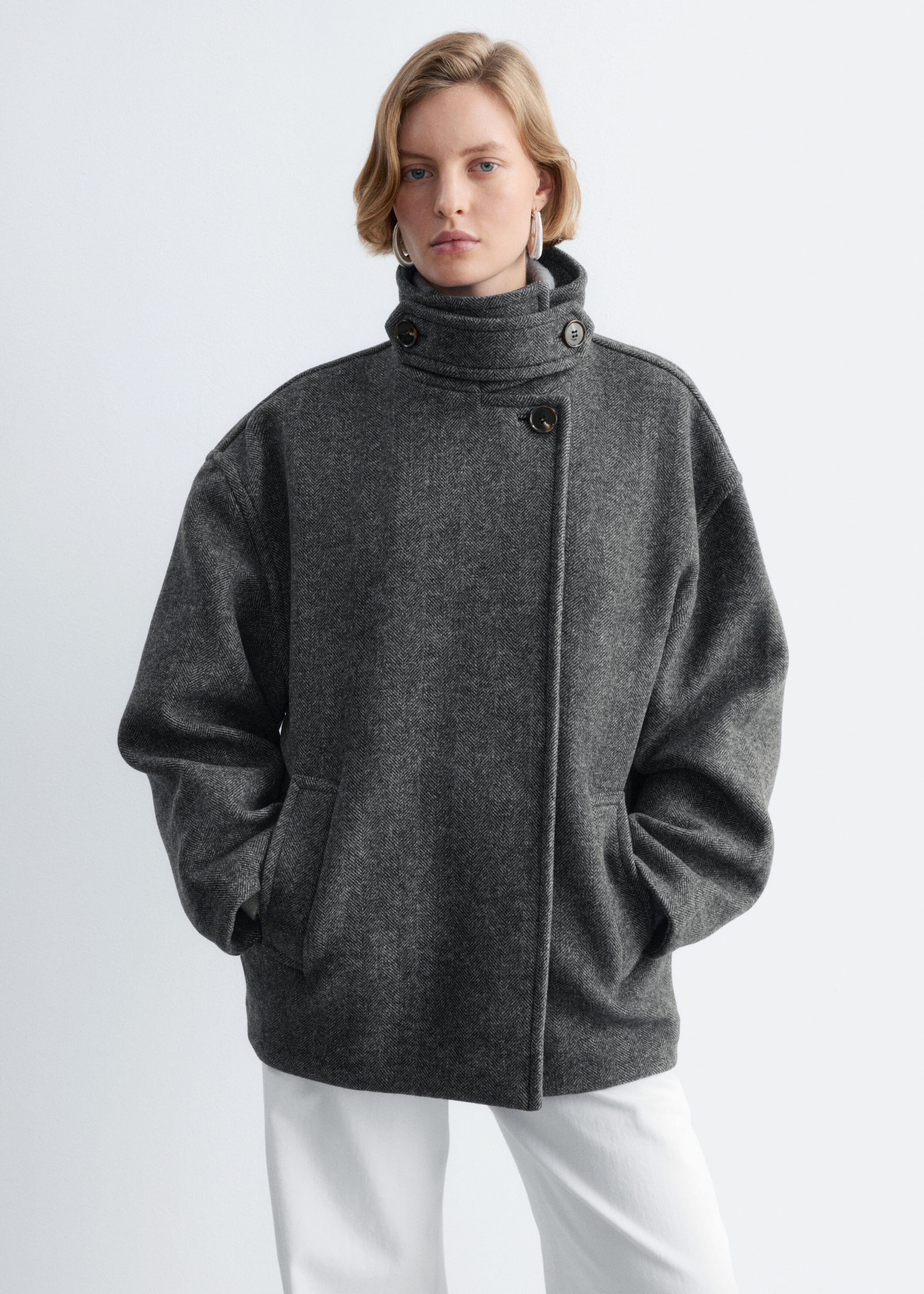 Herringbone Coat - Grey - Lookbook