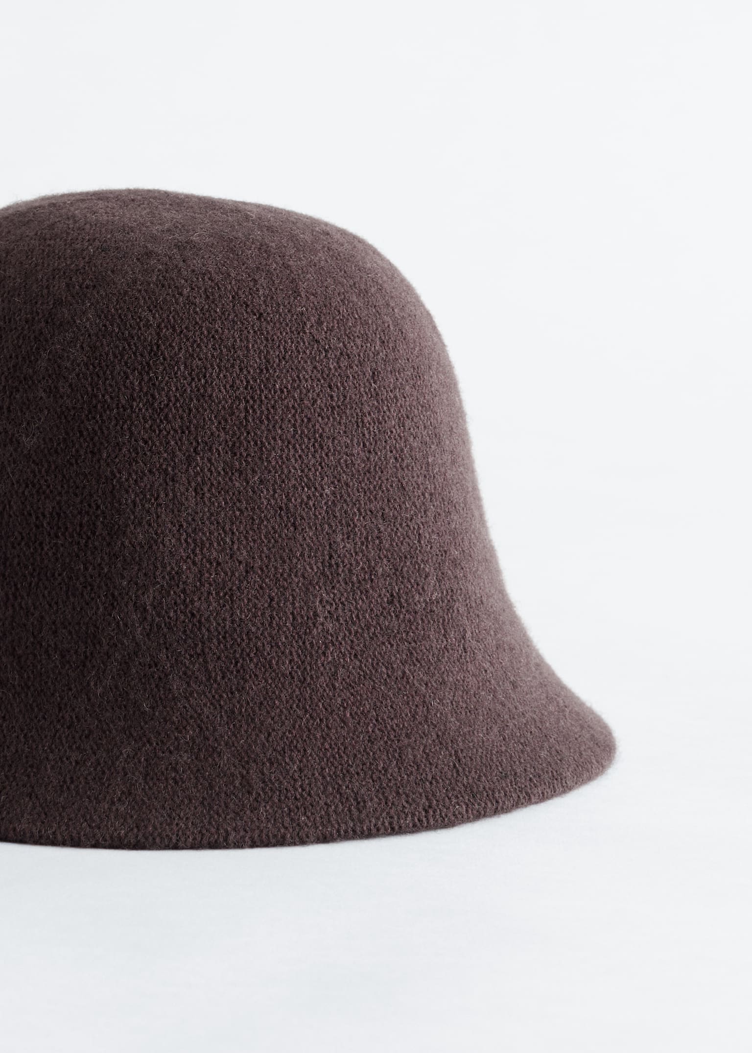 Dzianinowy kapelusz bucket hat z domieszką wełny - Ciemnobrązowy - 2