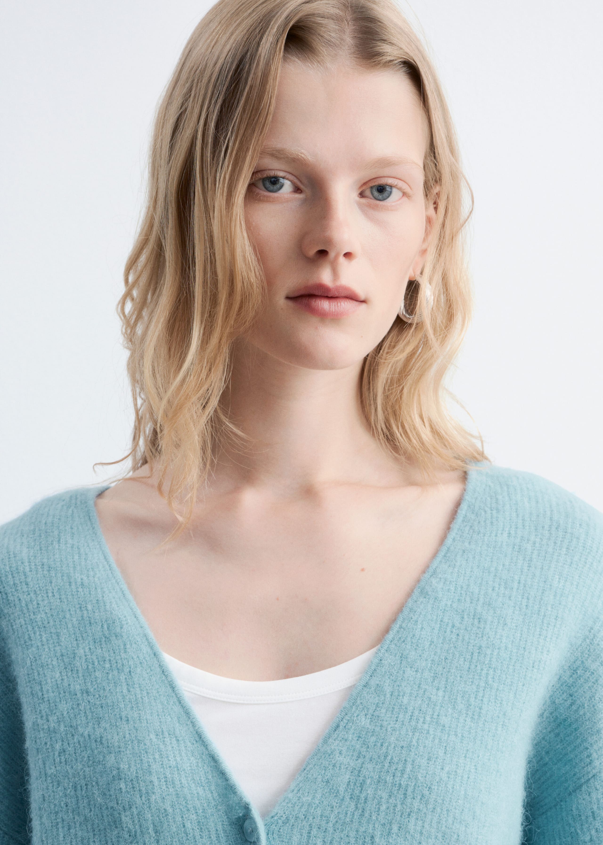 Alpaca-Blend Cardigan - Light Turquoise - Lookbook