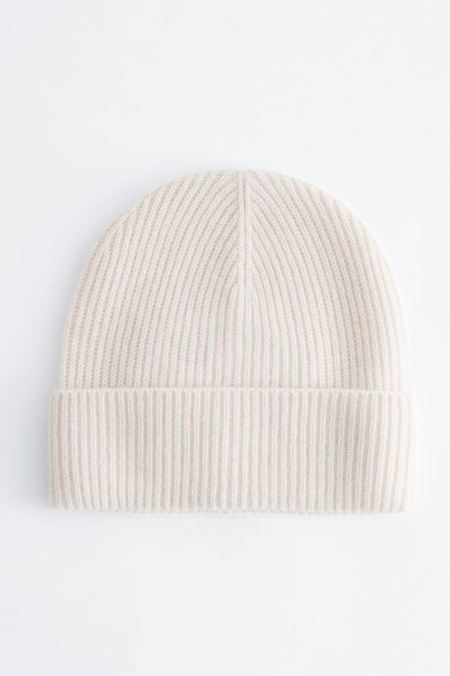 Cashmere Beanie - White/Teal Green - 1