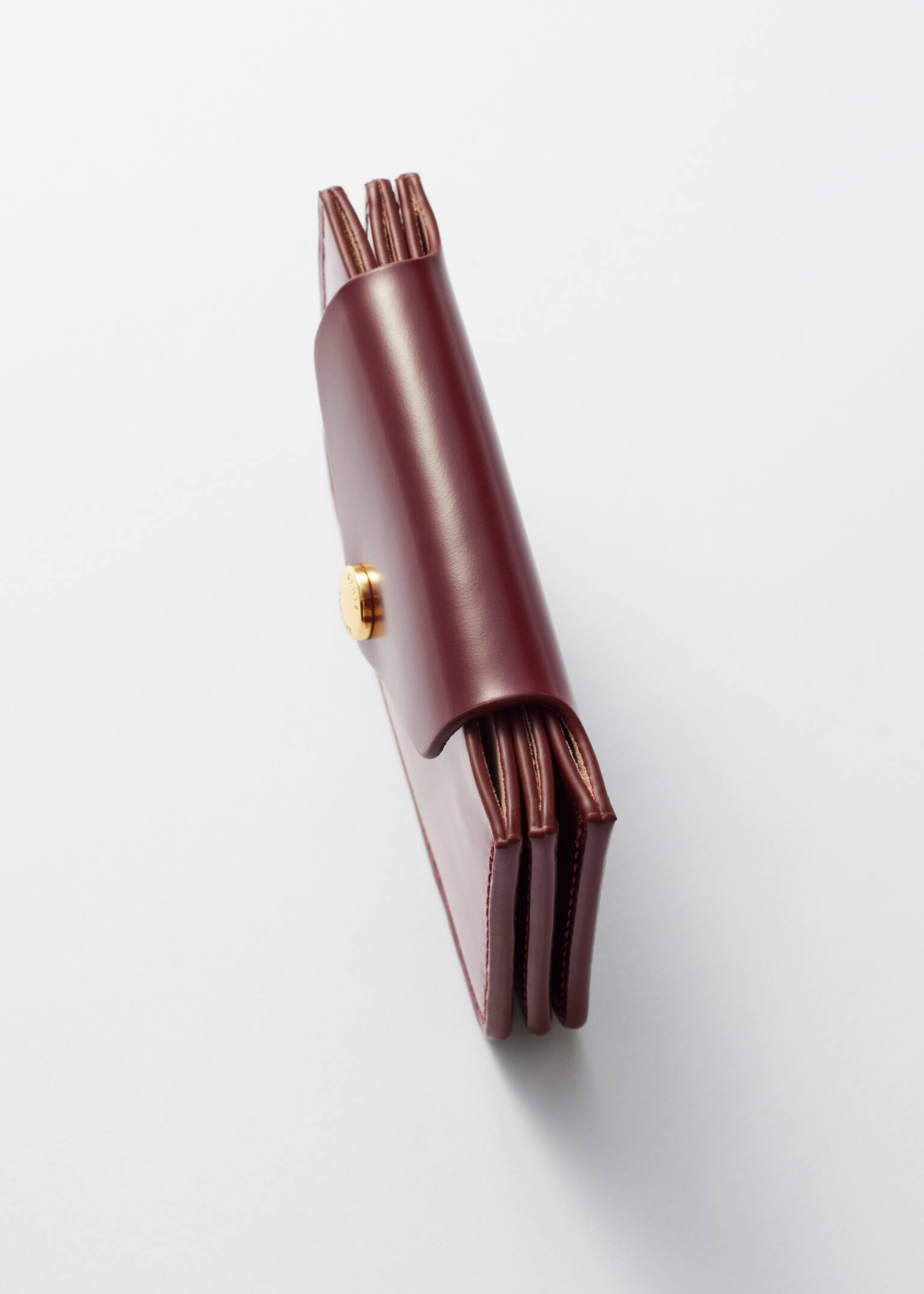 Leather Card Holder - Burgundy/Brown - 2