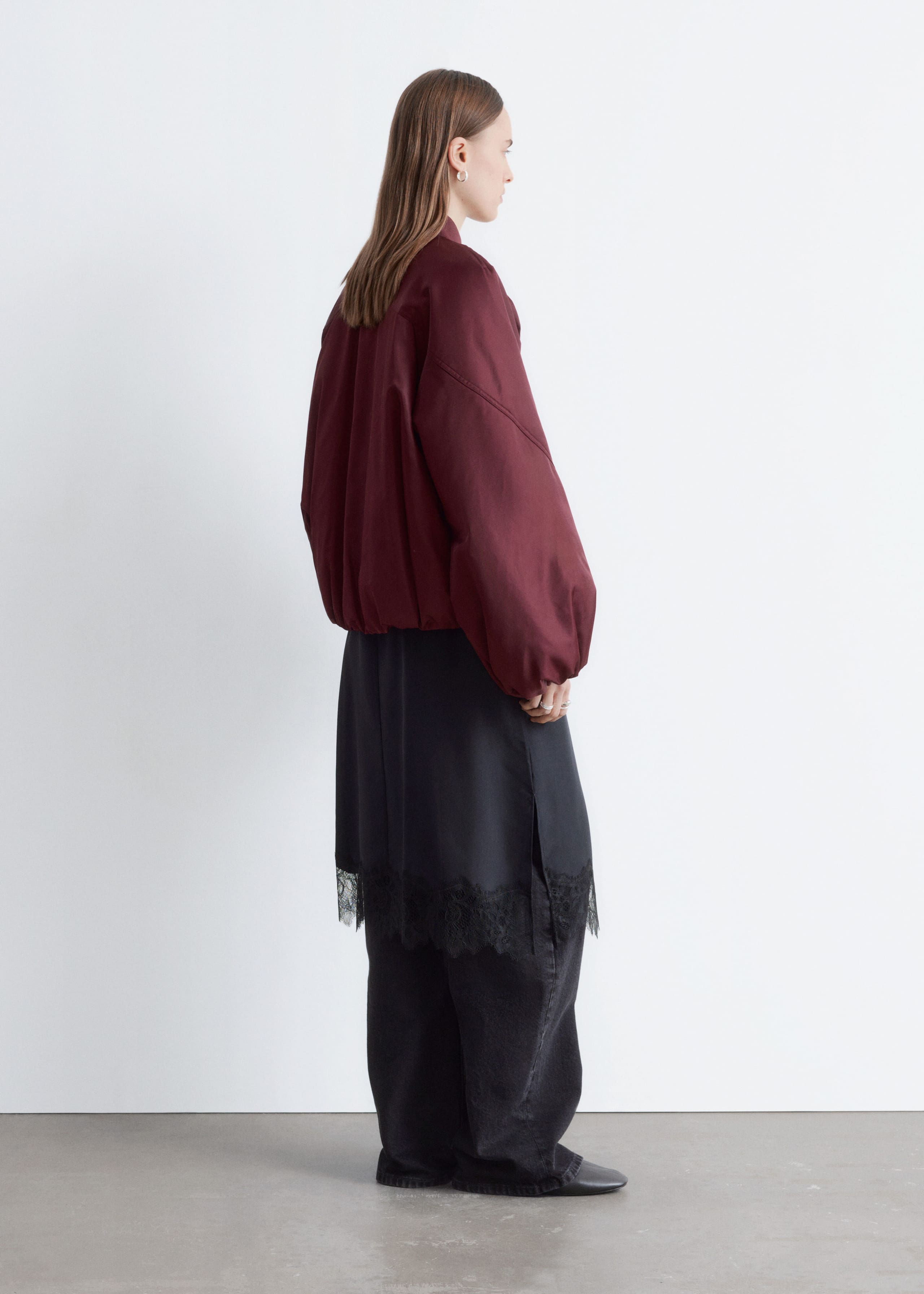 Image of Voluminous-Sleeve Bomber Jacket