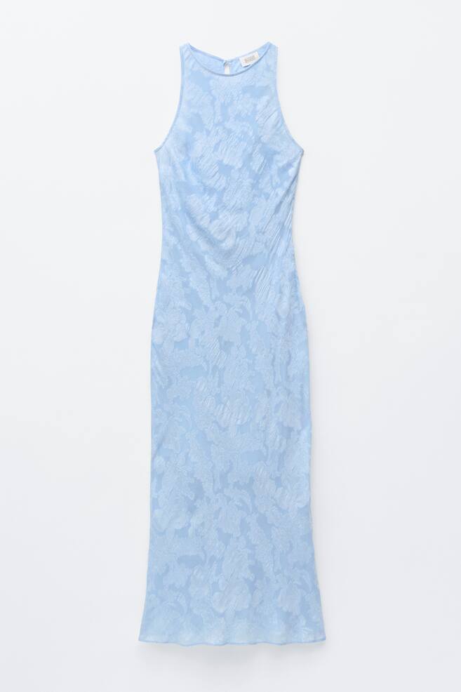 Viscose-Silk Midi Dress - Light Blue - 1