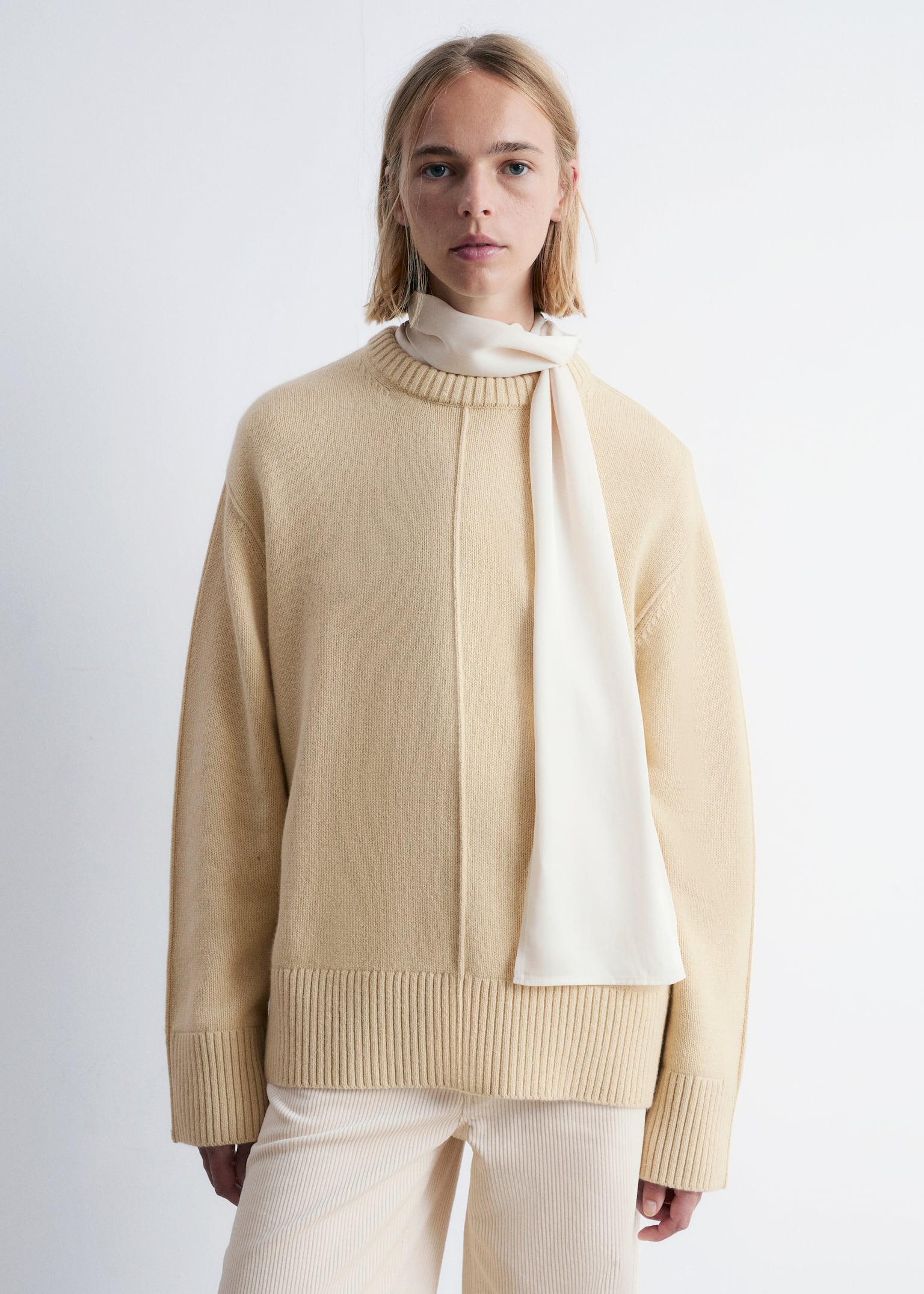 Oversized-Strickpullover - Gelb/Graubraun