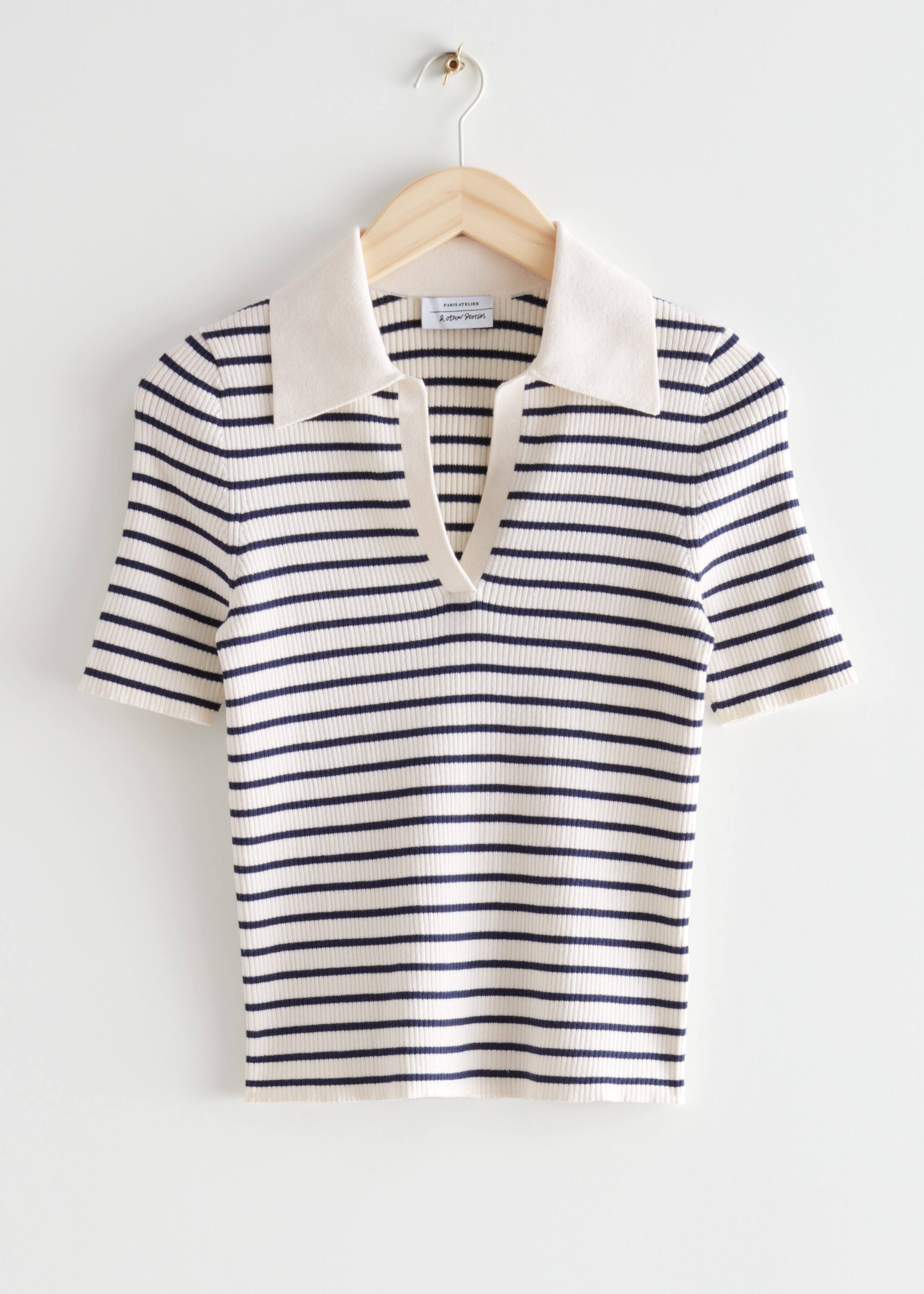 Collared Short Sleeve Top - Navy - Still Life
