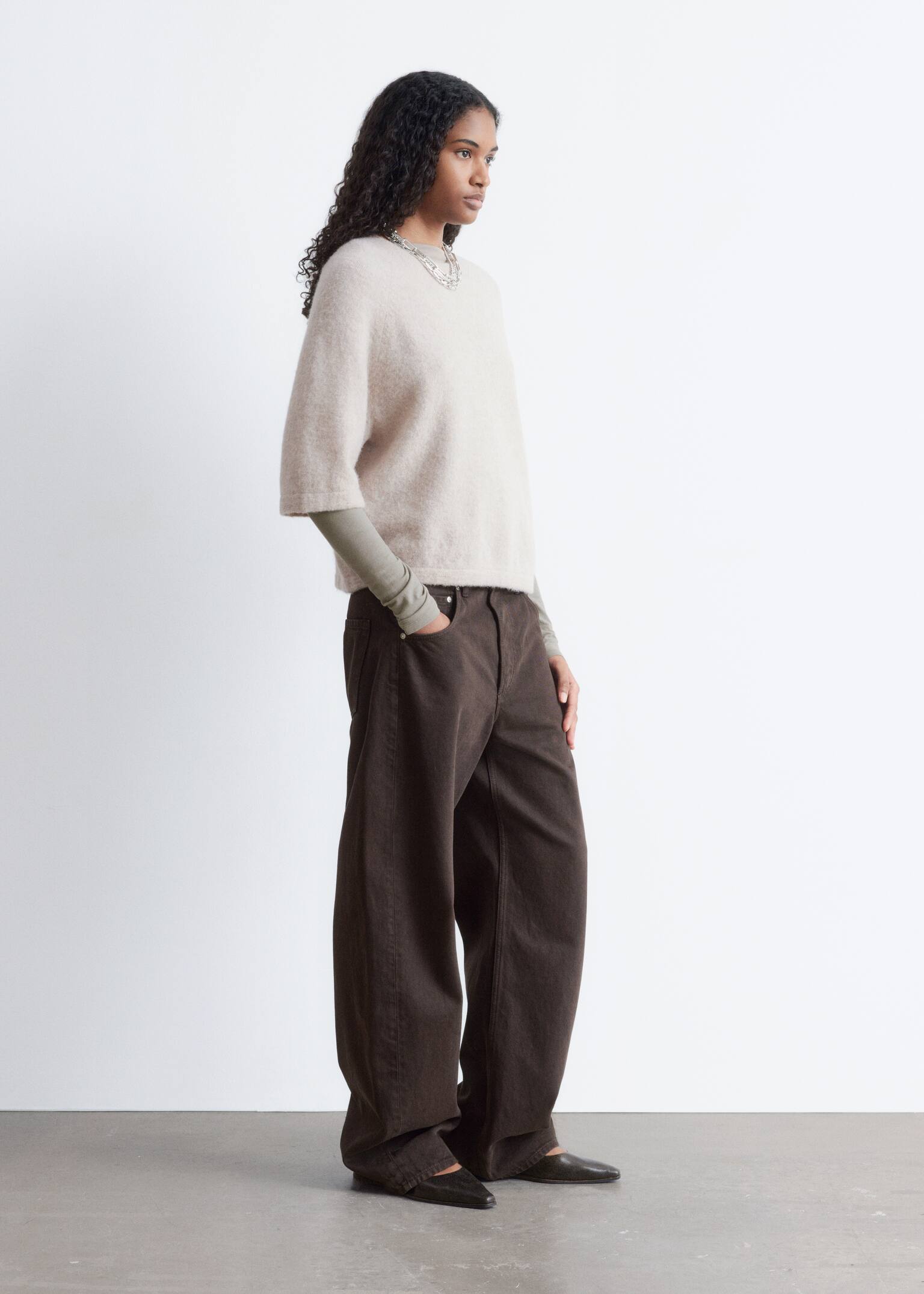 Alpaca-Blend Knitted Top - Oatmeal/Burgundy/Mole/Red/Grey/Light Blue/Black/Soft Pink/Light Pink/Blue - 5