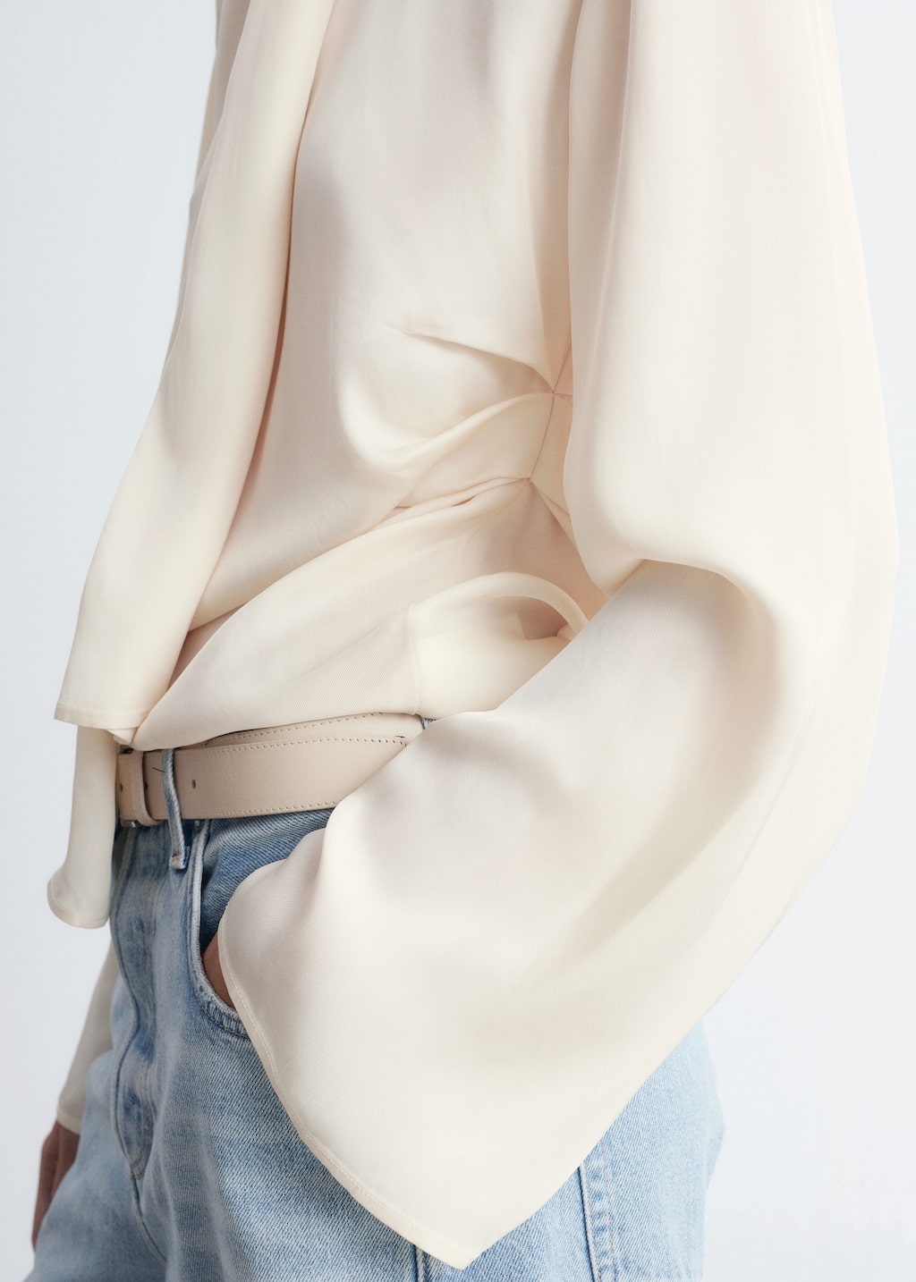 Image of Scarf-Detail Satin Blouse