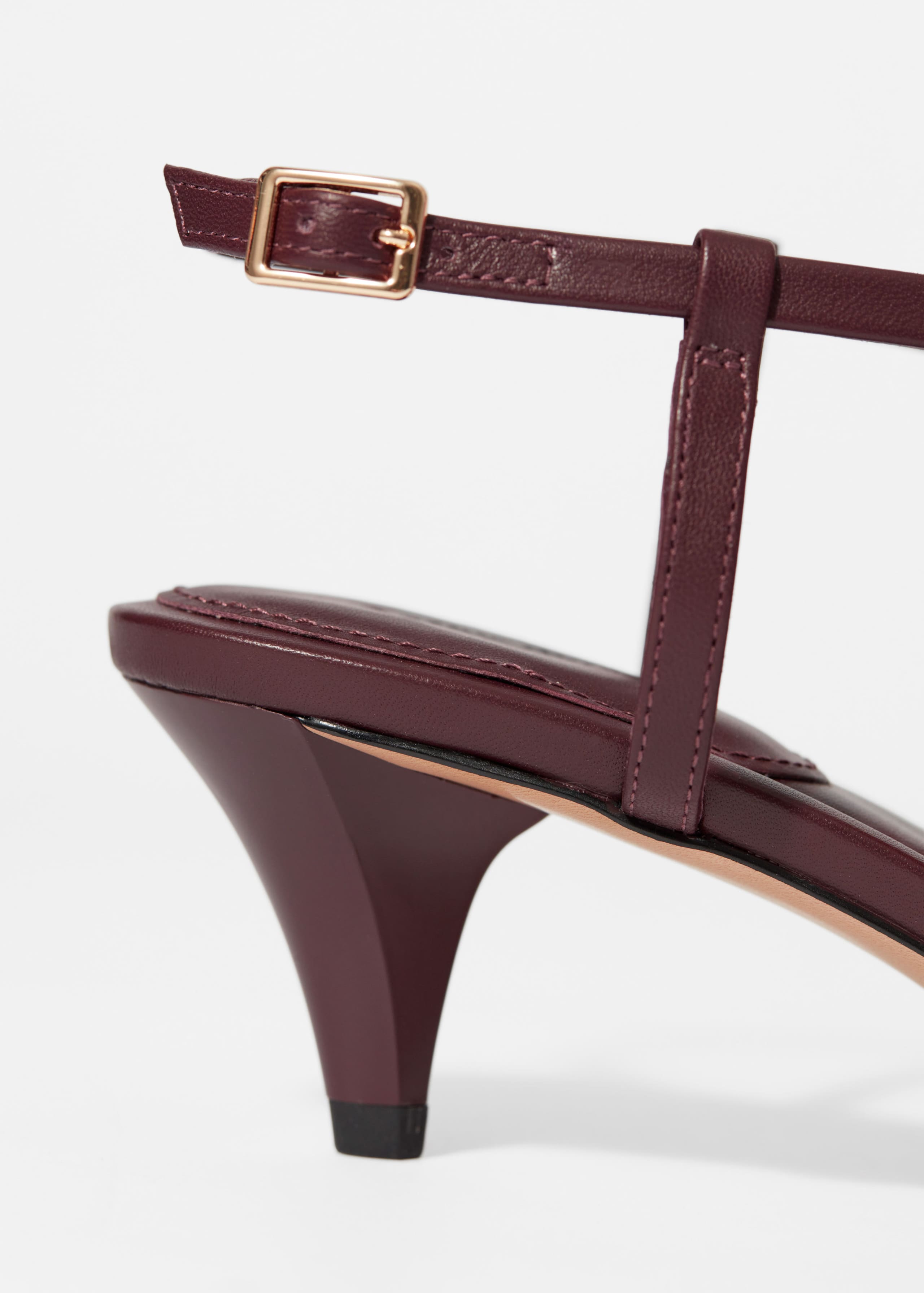 Image of Embellished Heeled Leather Sandals
