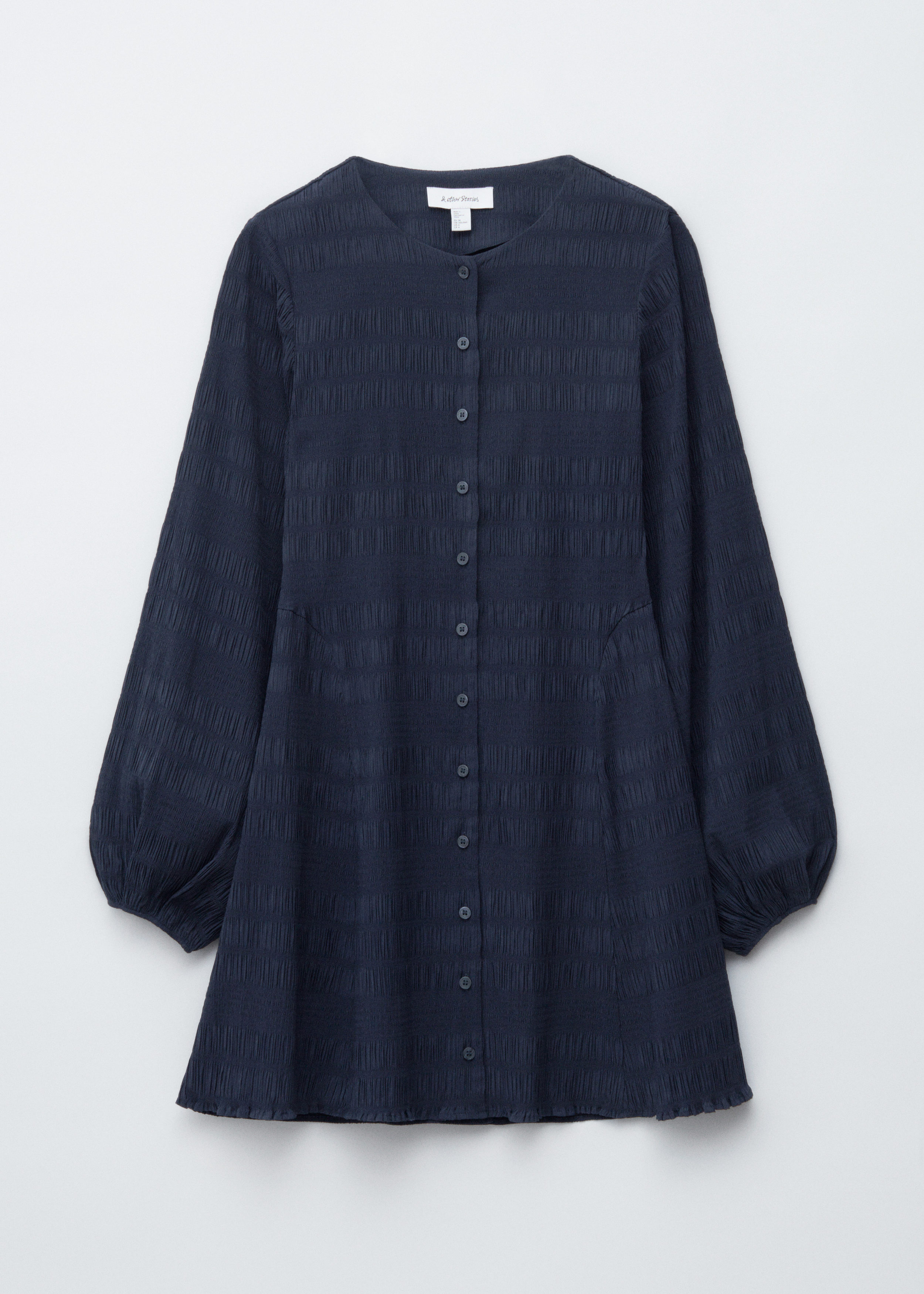 Smocked Balloon-Sleeve Mini Dress