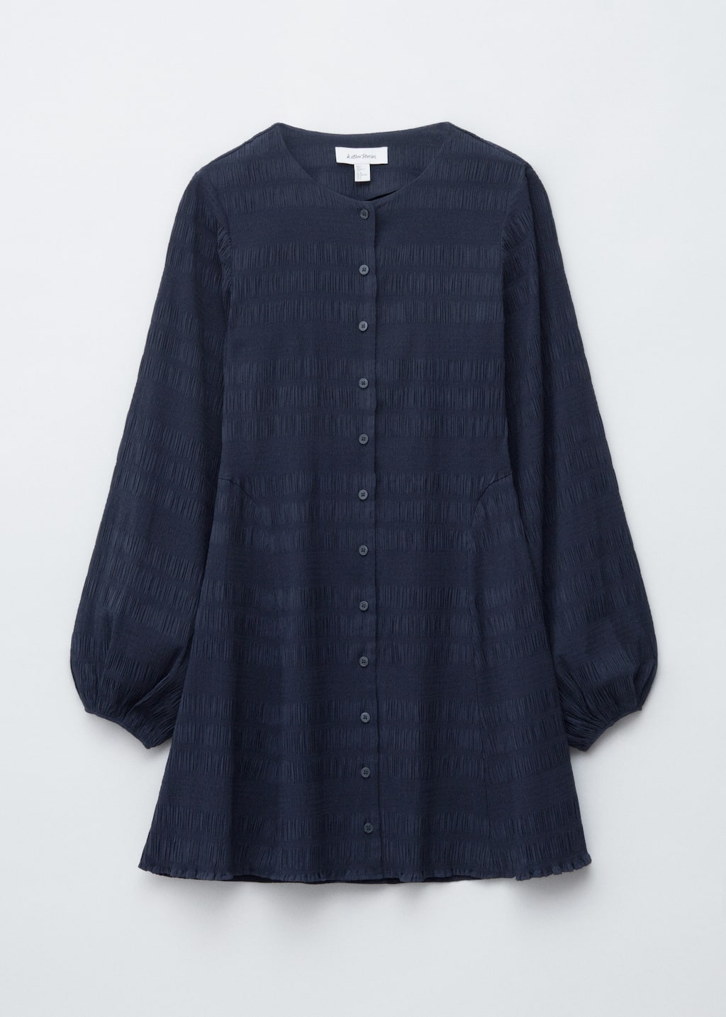 Image of Smocked Balloon-Sleeve Mini Dress