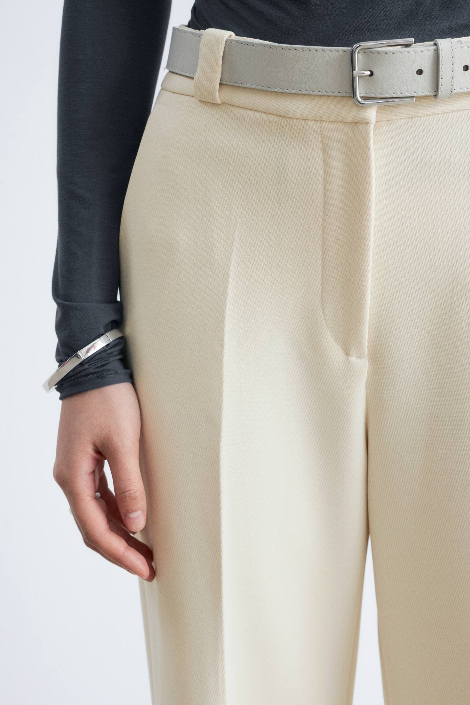 Spodnie z prostymi nogawkami z kantami - Kremowy/Granatowy/Ciemnozielony/Ciemnobrązowy/Czarny - 3